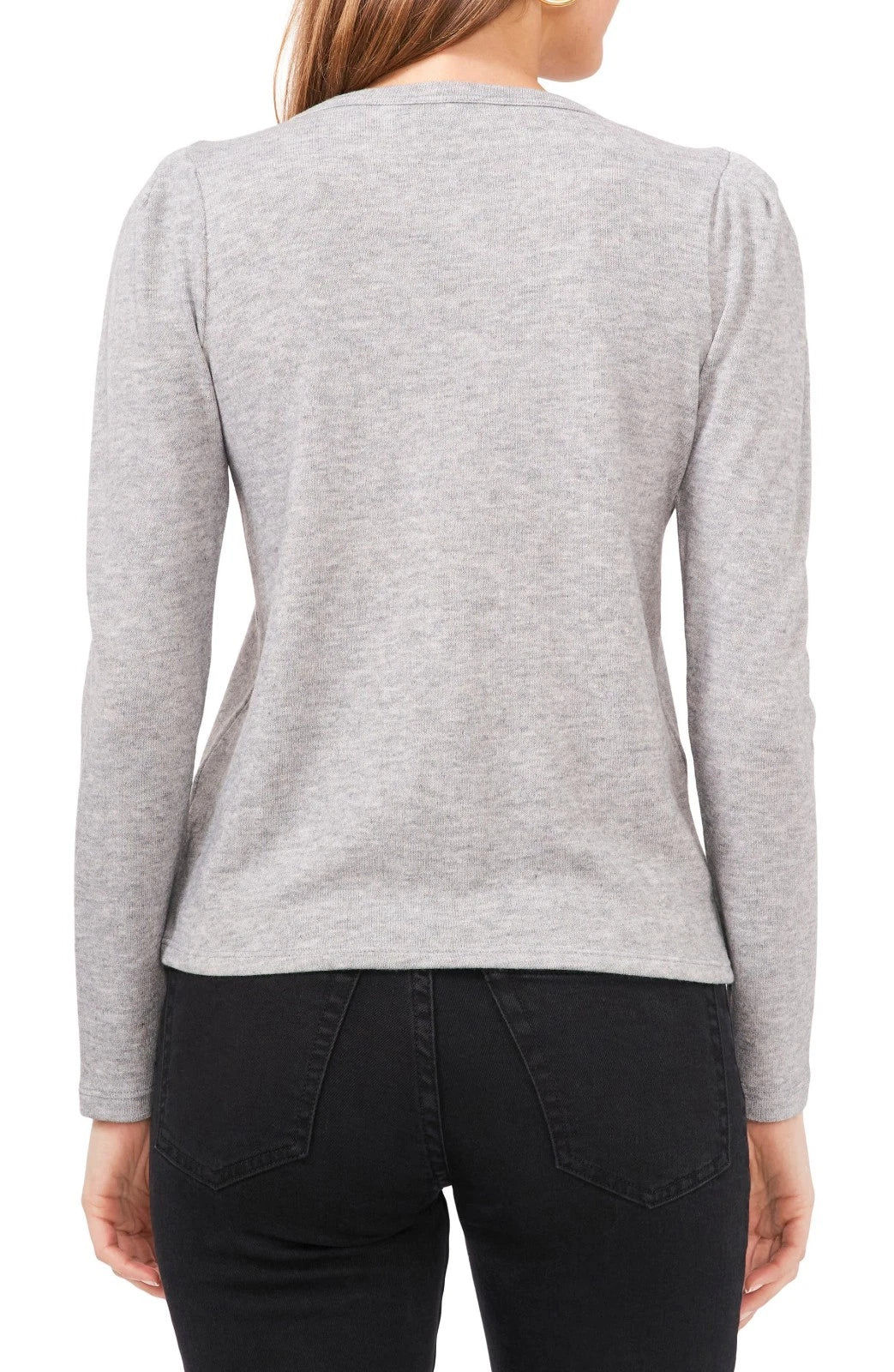 1.State Top Women's Silver Heather Long Sleeve Crew Neck Pullover JZZ300 - Image 2