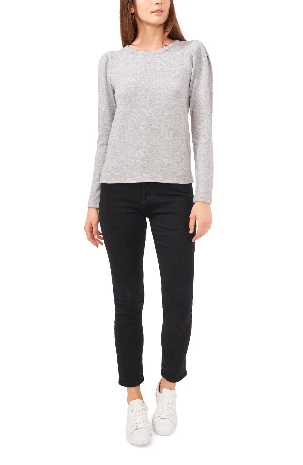 1.State Top Women's Silver Heather Long Sleeve Crew Neck Pullover JZZ300 - Image 3