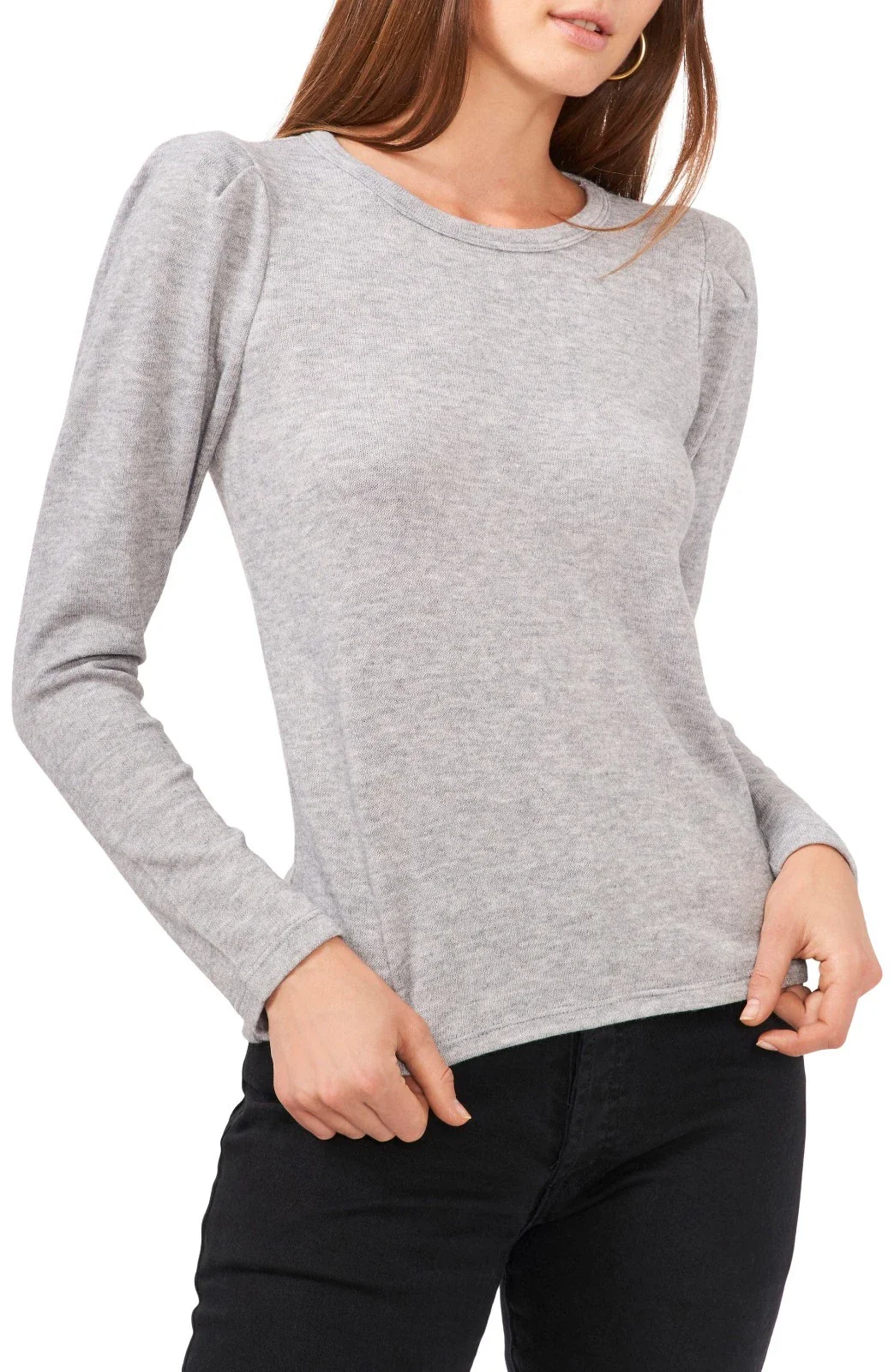 1.State Top Women's Silver Heather Long Sleeve Crew Neck Pullover JZZ300 - Image 5