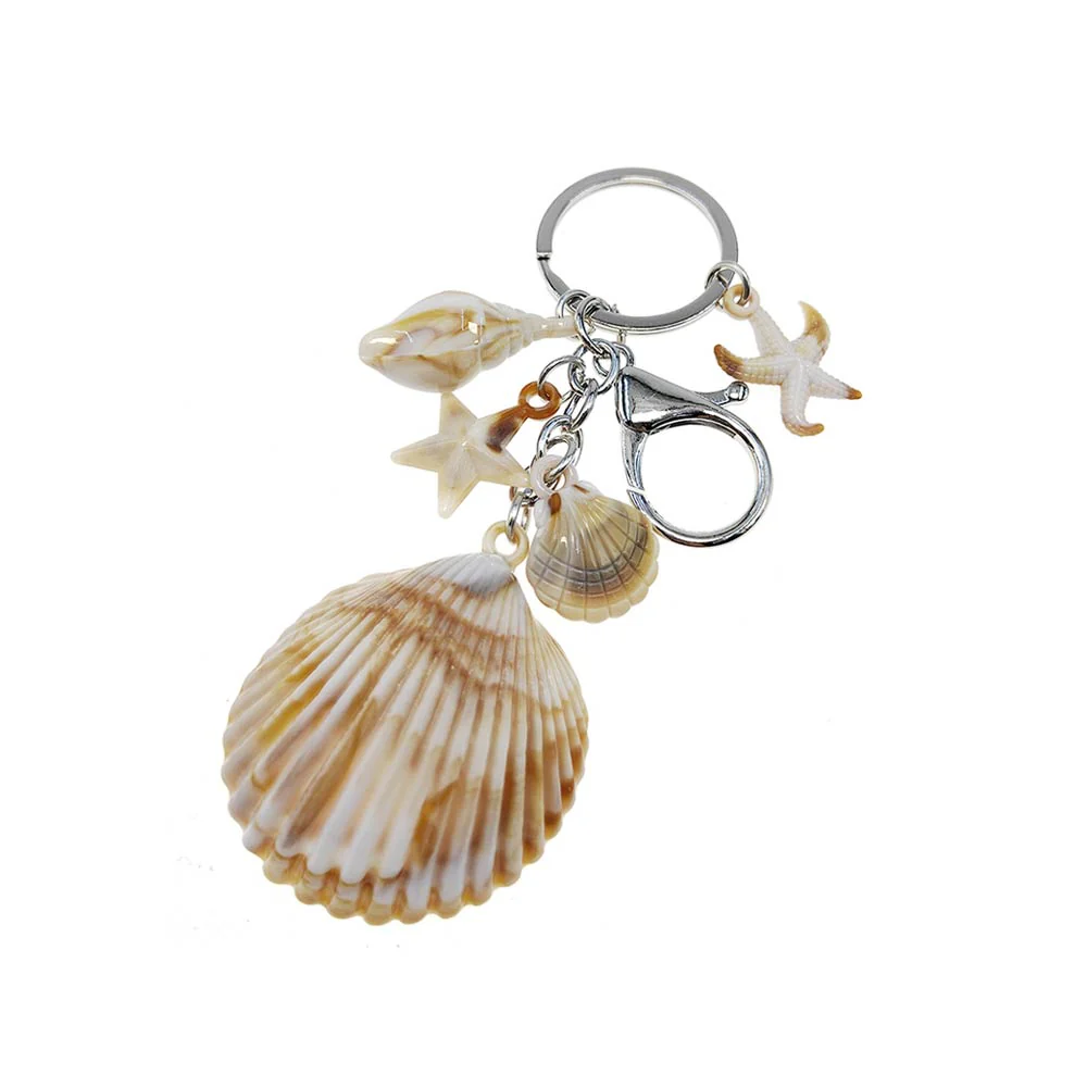 12PCS - Seashell Accent Starfish Shell Charm Embellished Drop Bag Chain Keychains - Image 3