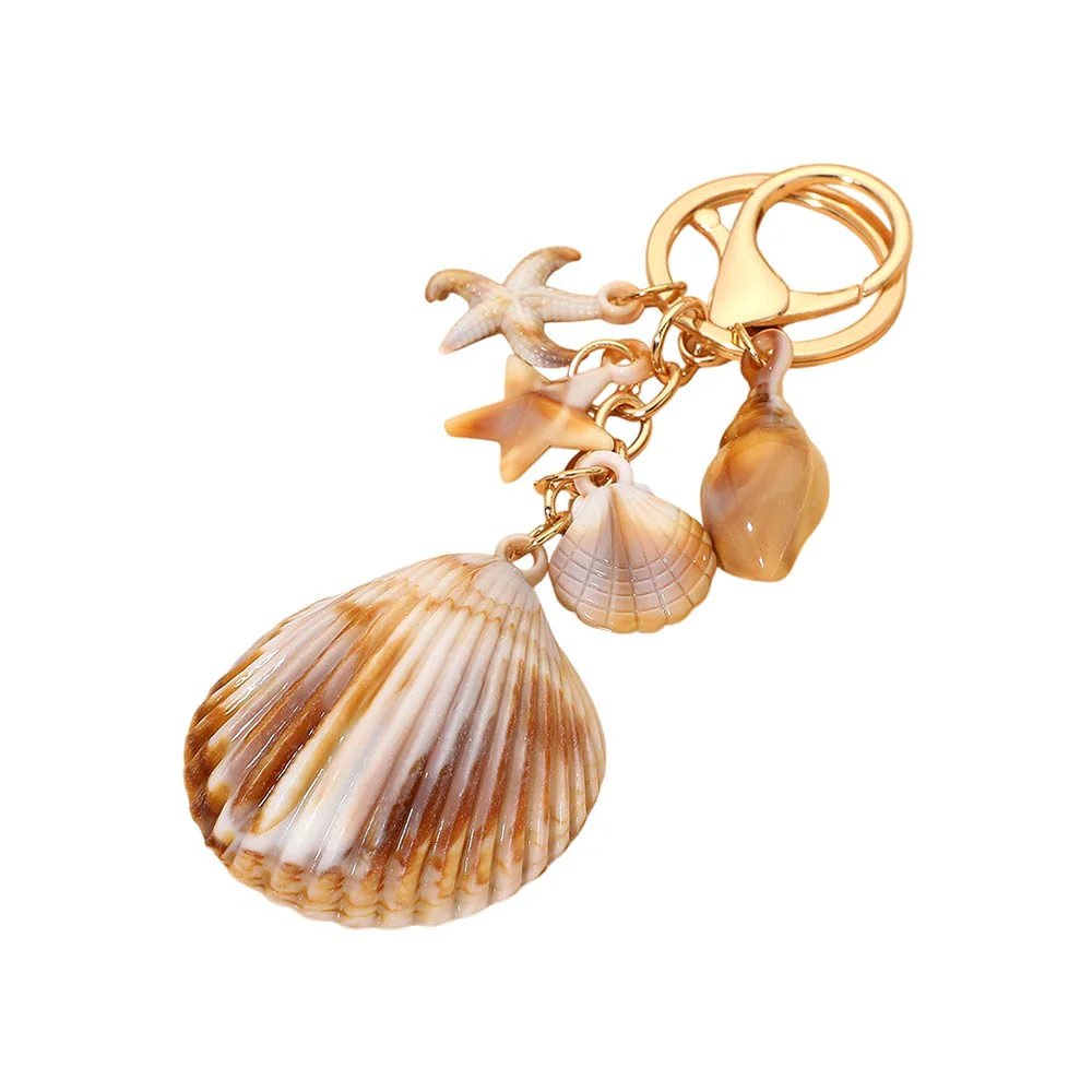 12PCS - Seashell Accent Starfish Shell Charm Embellished Drop Bag Chain Keychains - Image 5