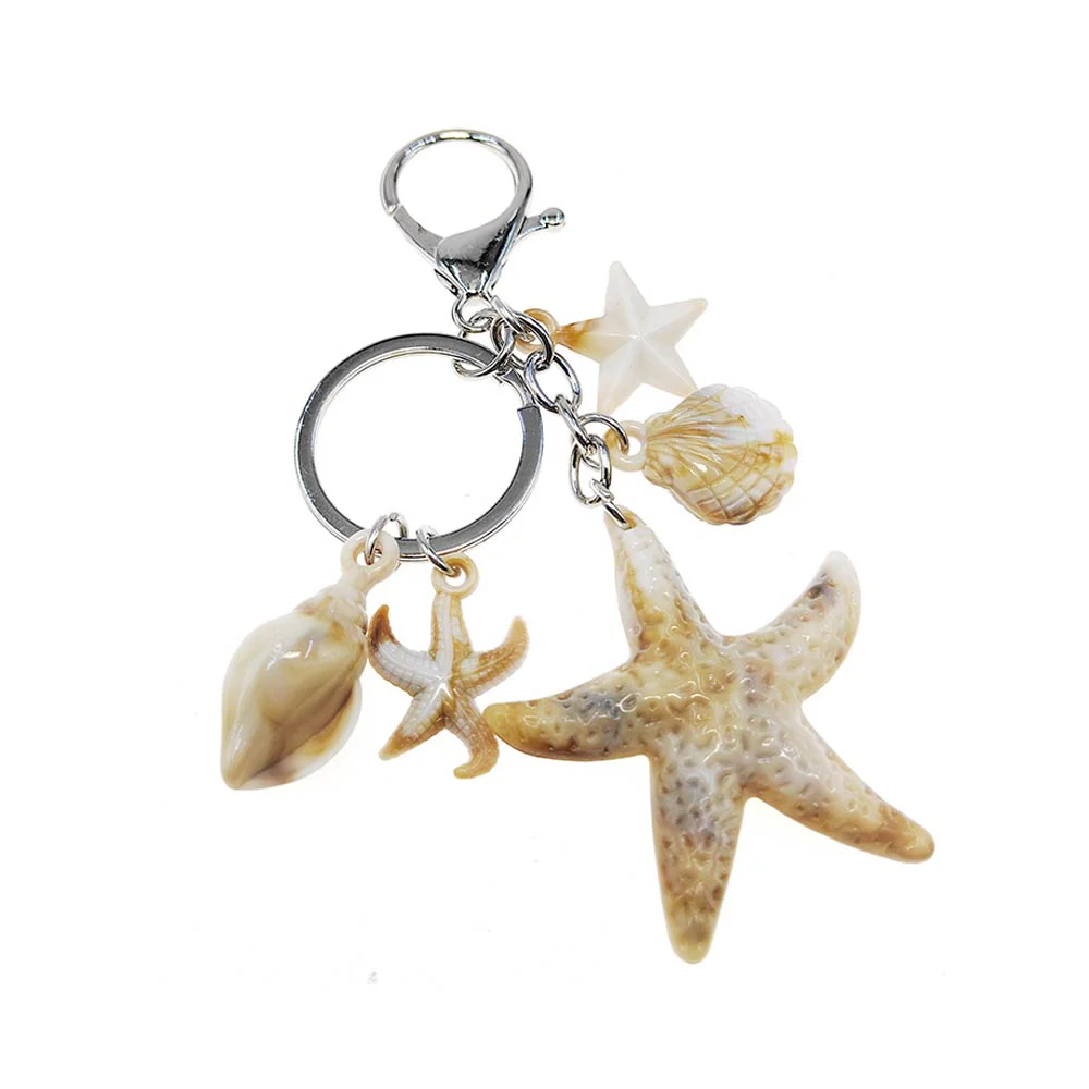 12PCS - Starfish Seashell Charm Embellished Drop Bag Chain Keychains - Image 4