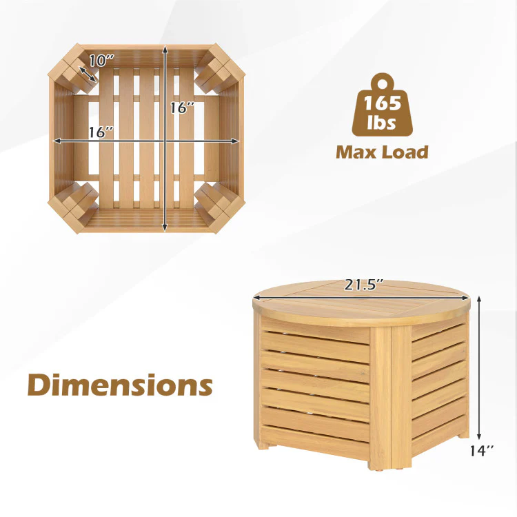 2-in-1 Outdoor Side Table with Storage & Acacia Wood Slatted Design - Image 3