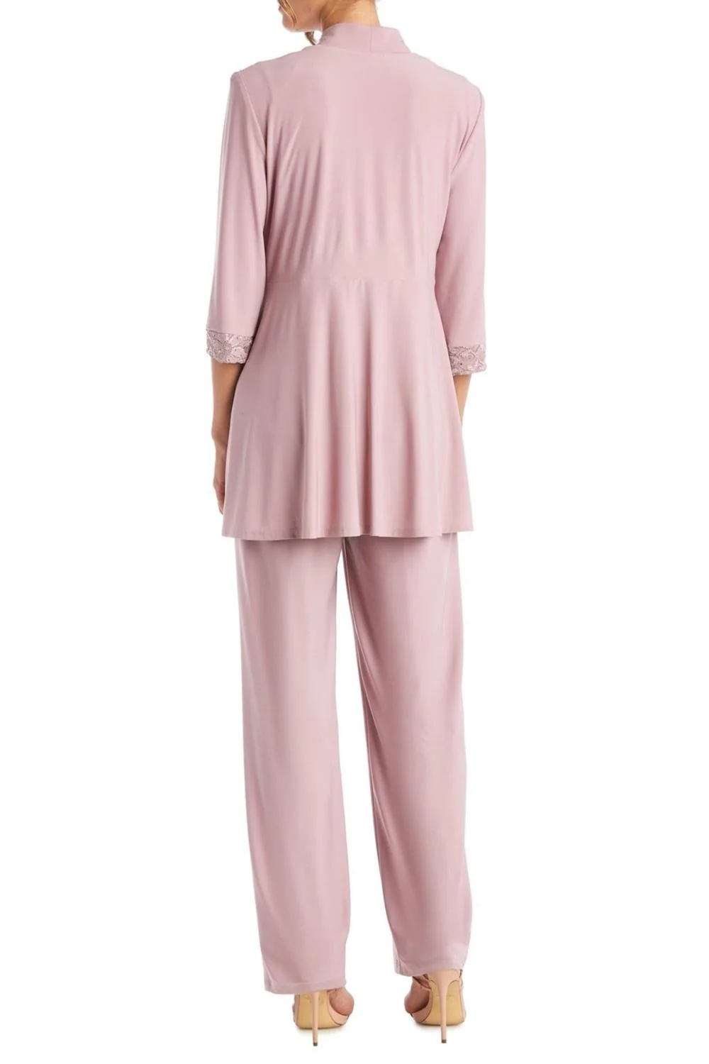 2 Piece Lace Evening Pants Set In Mauve - Image 2