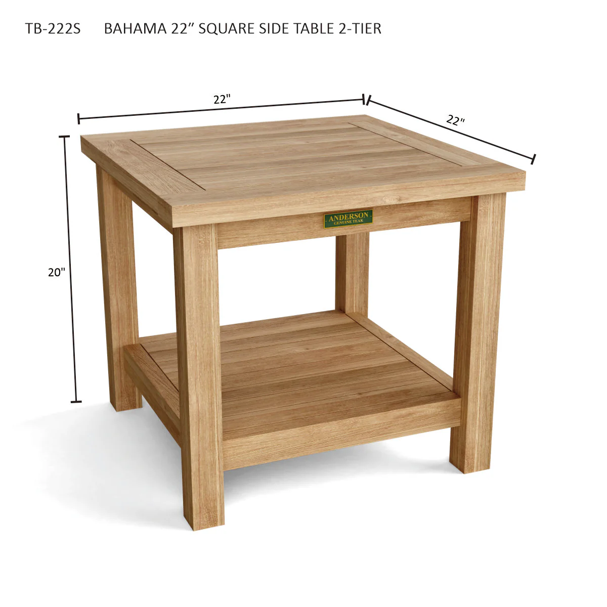 22" Square 2-Tier Side Table - Image 3