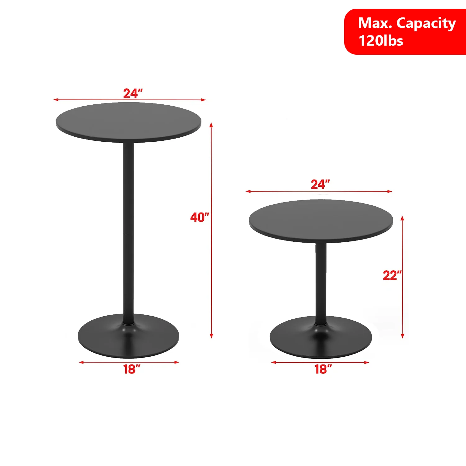 24-Inch Stylish Round End Table with Engineered Wood Top and Black Metal Support - Image 3