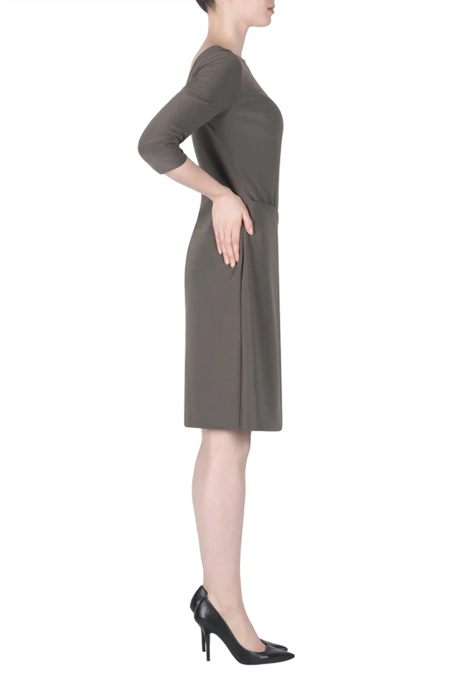 3/4 Sleeves Dress In Avocado - Image 3