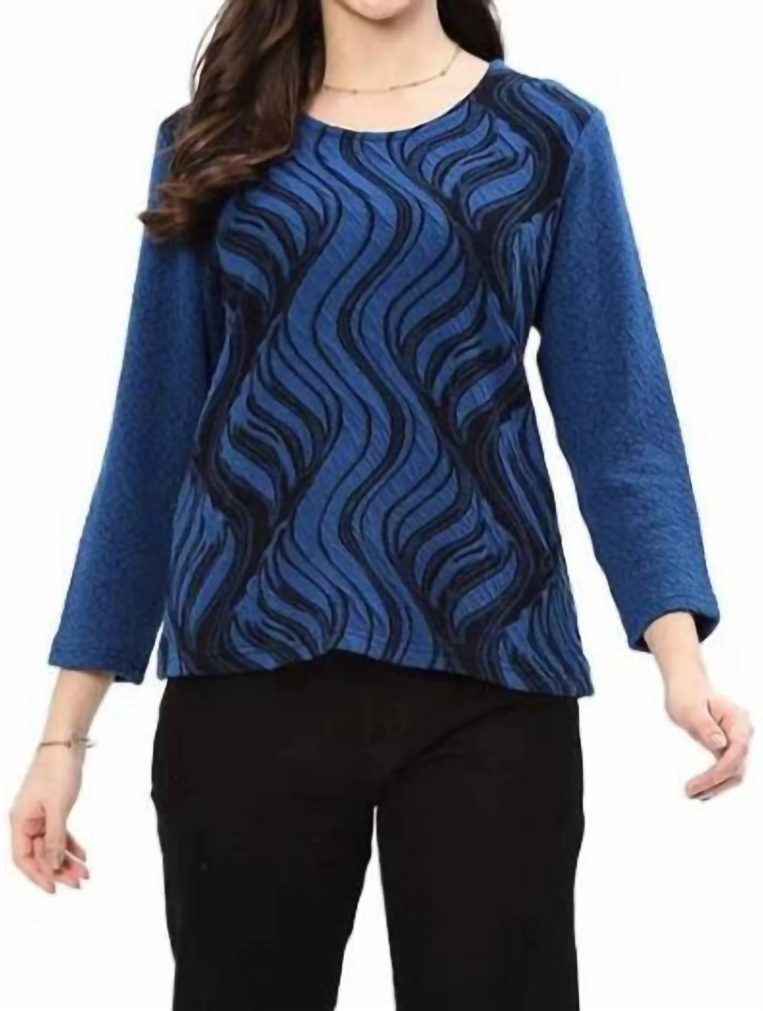 3/4 Sleeves Top In Blue