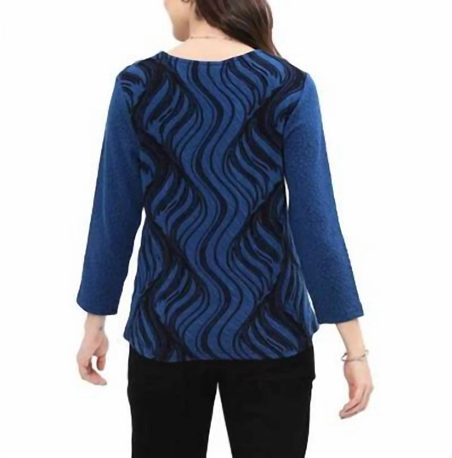 3/4 Sleeves Top In Blue - Image 2