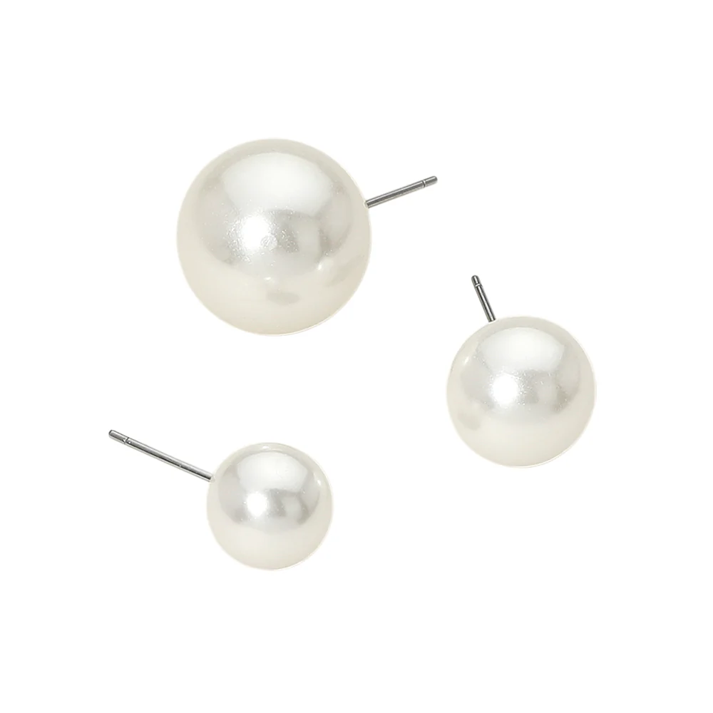 3Pairs - Pearl Stud Earring Set - Image 3
