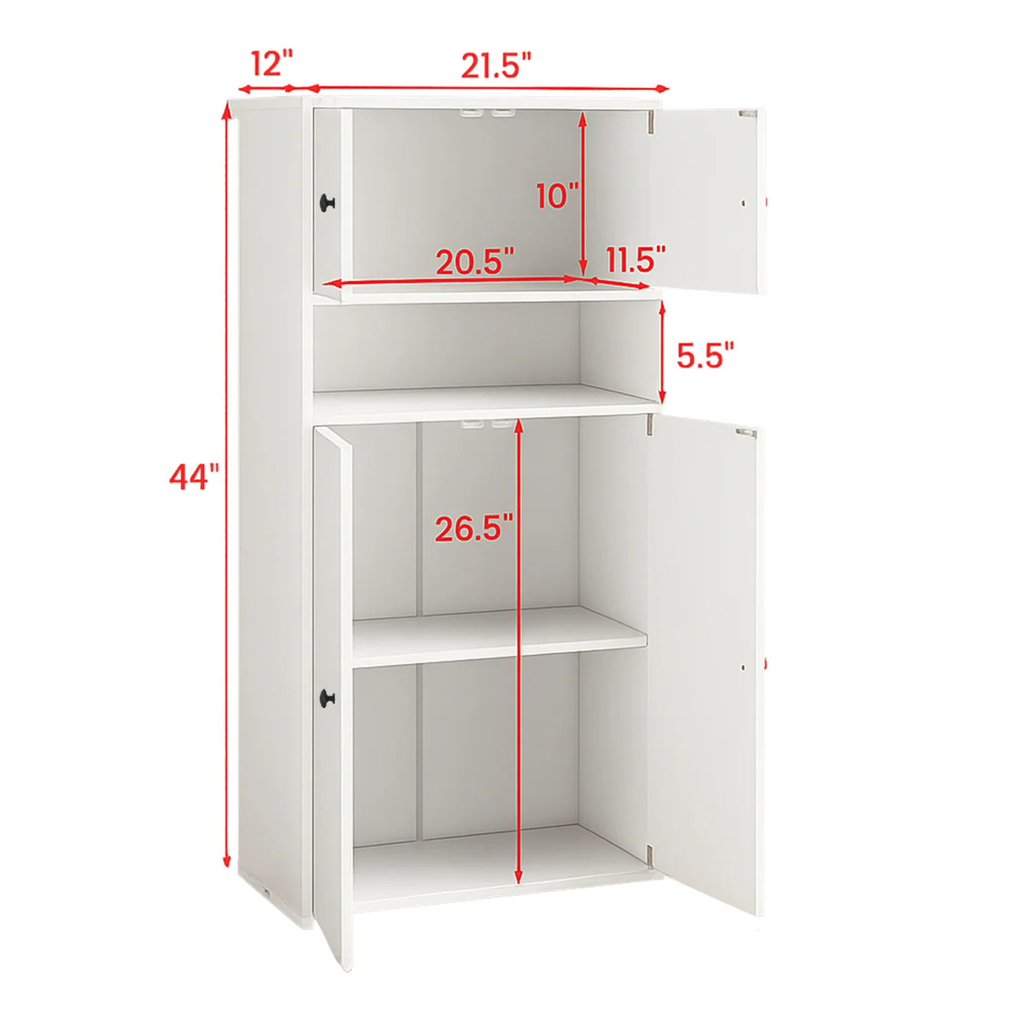 44” High Bookcase Cabinet with Adjustable Shelves and Enclosed Storage - Image 3