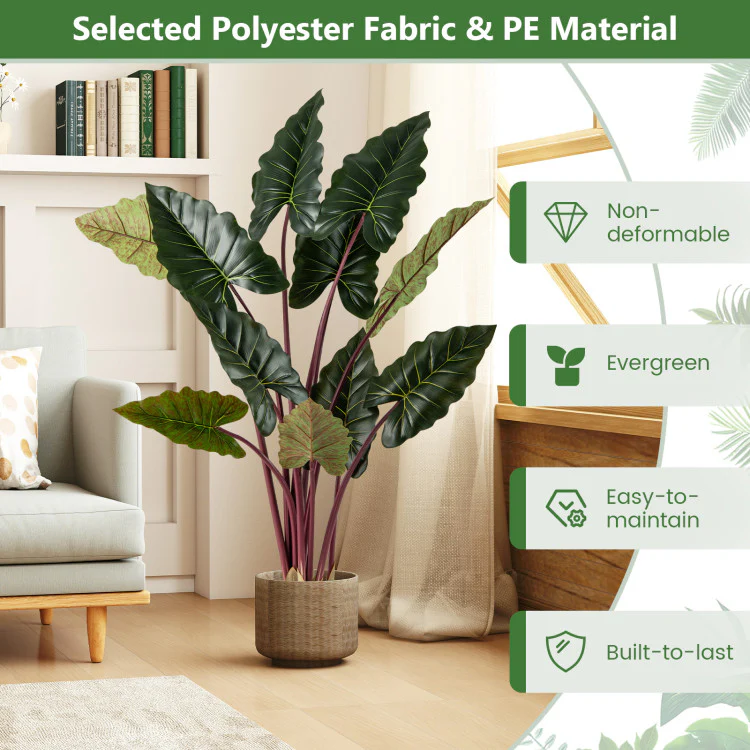 63" Tall Artificial Rainbow Taro Plant with Large Decorative Leaves - Image 5