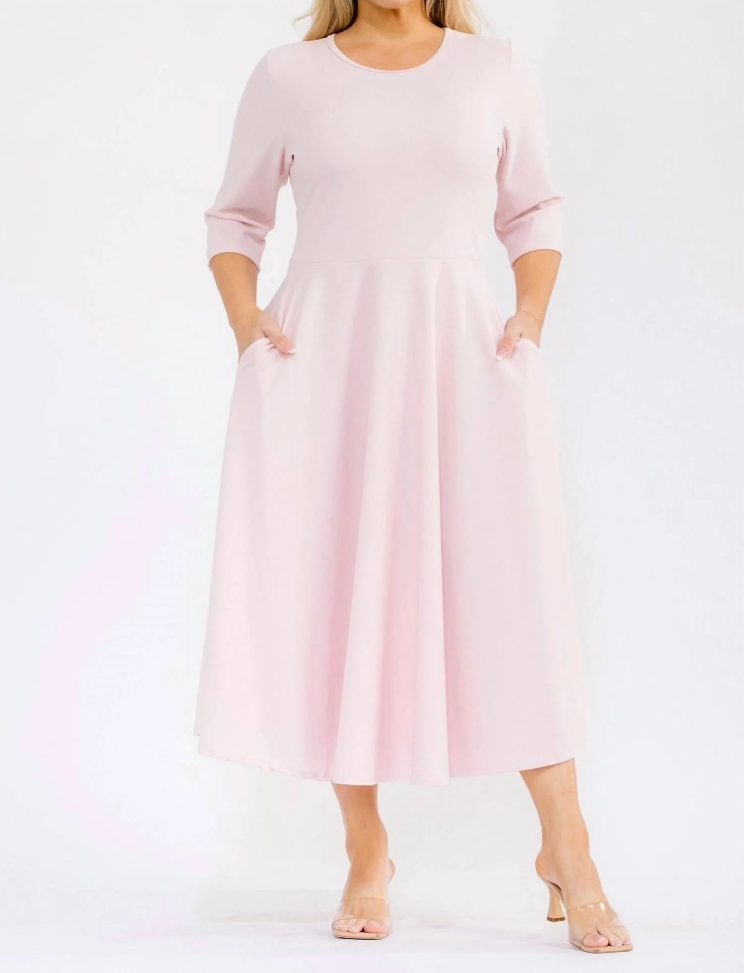 A-Line Midi Dress In Lt Pink