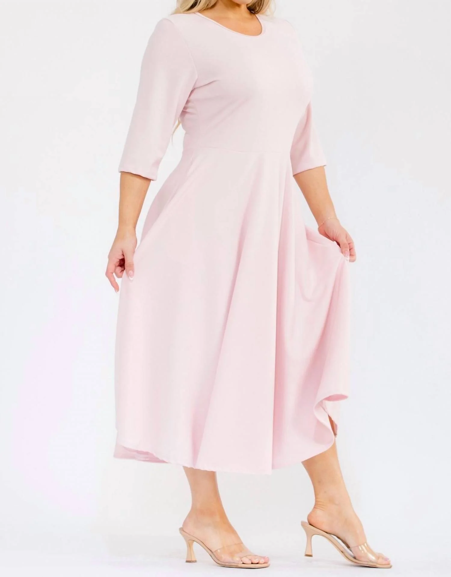 A-Line Midi Dress In Lt Pink - Image 3