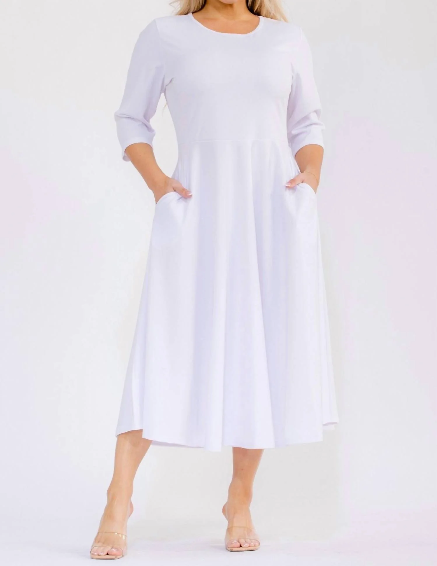 A-Line Midi Dress In White