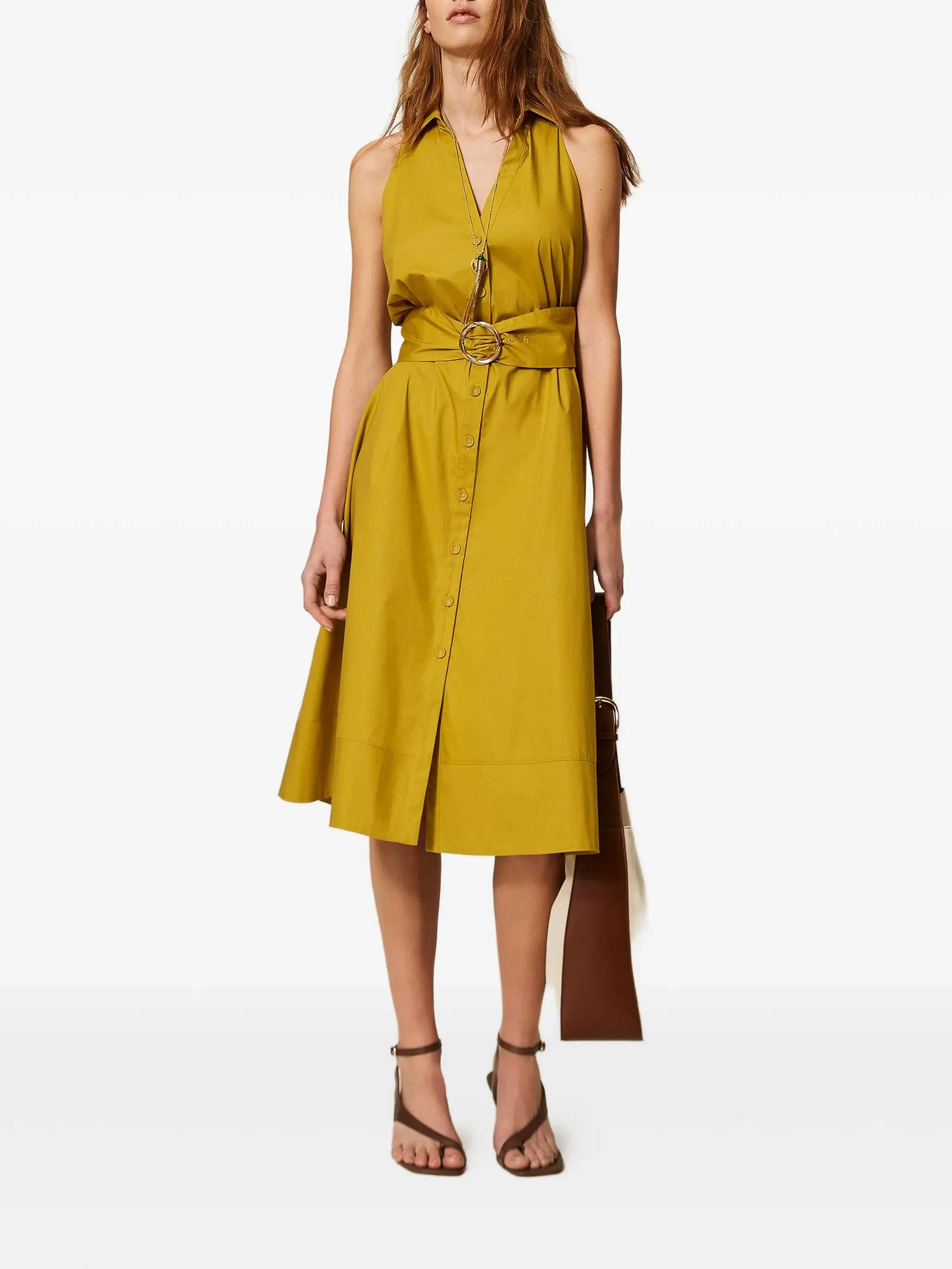 Abito Sleeveless Collared Flared Midi Dress - Image 2