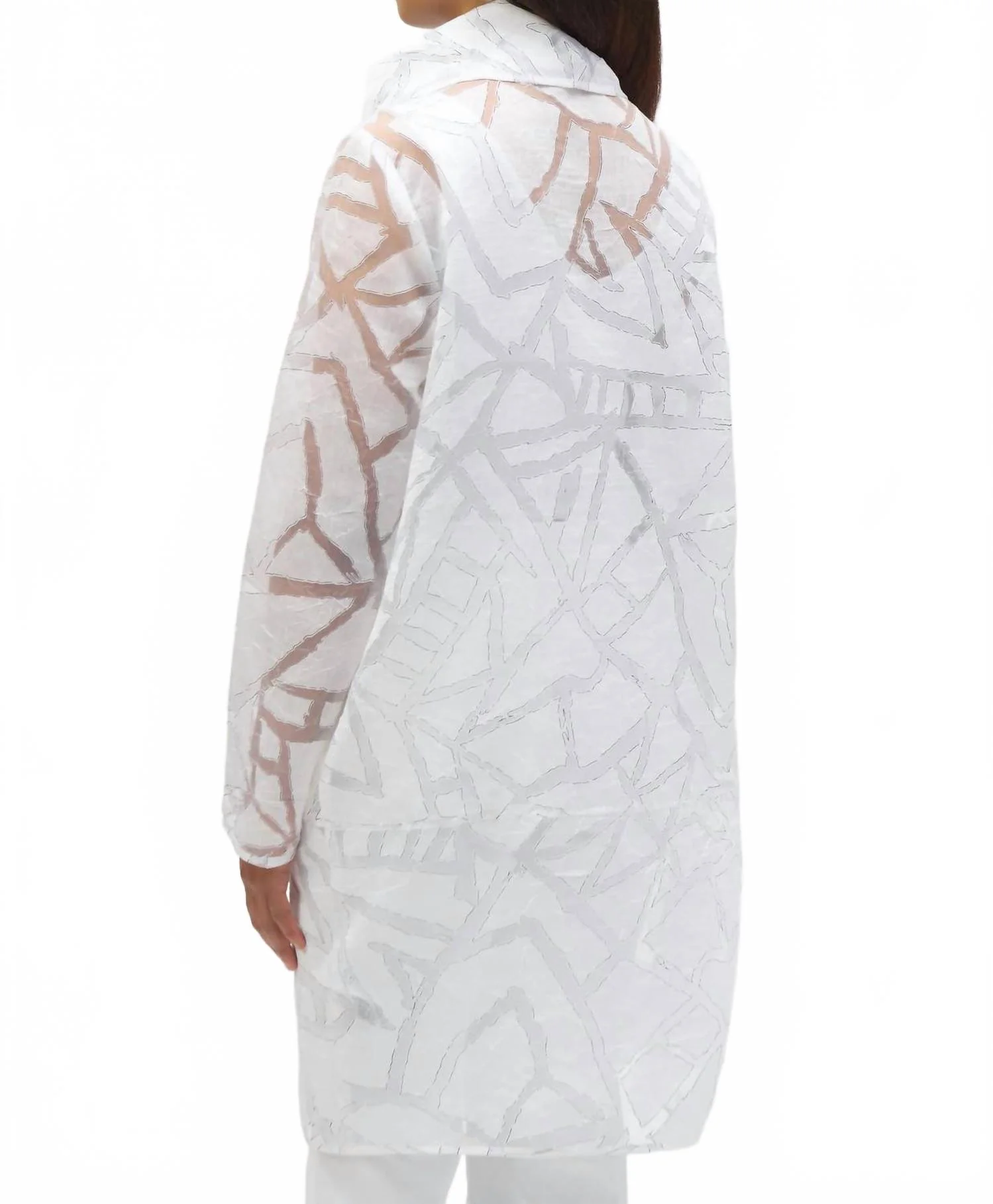 Abstract Organza Cocoon Jacket In White/black - Image 2
