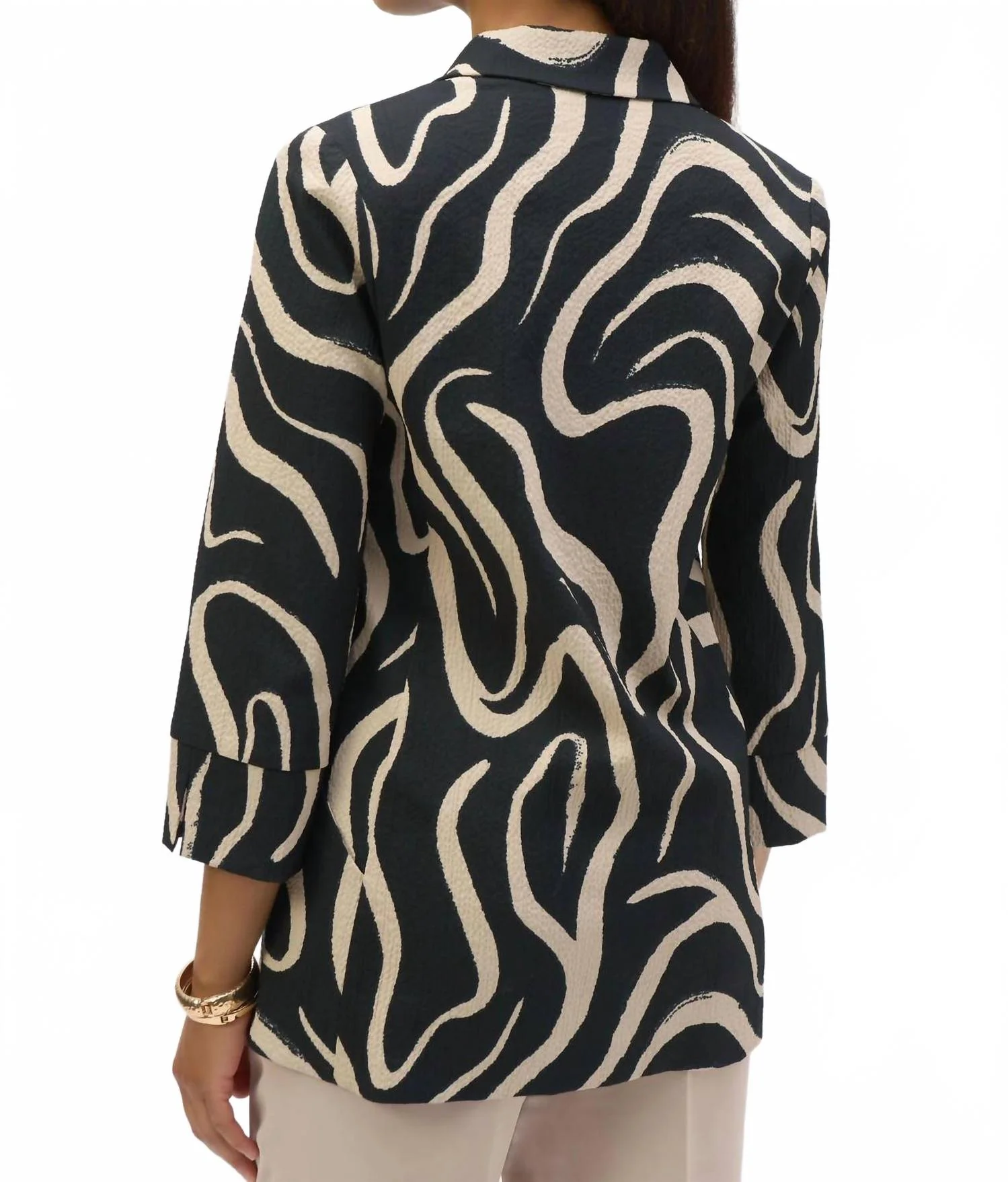 Abstract Print Blazer Jacket In Black/parchment - Image 2
