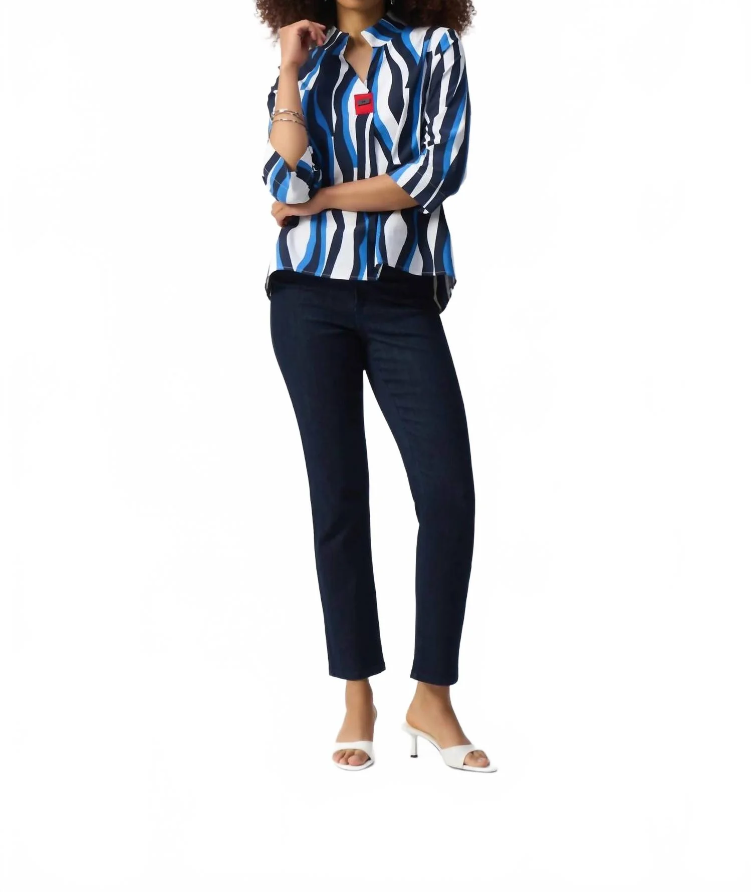 Abstract Print Trapeze Top In Vanilla/multi