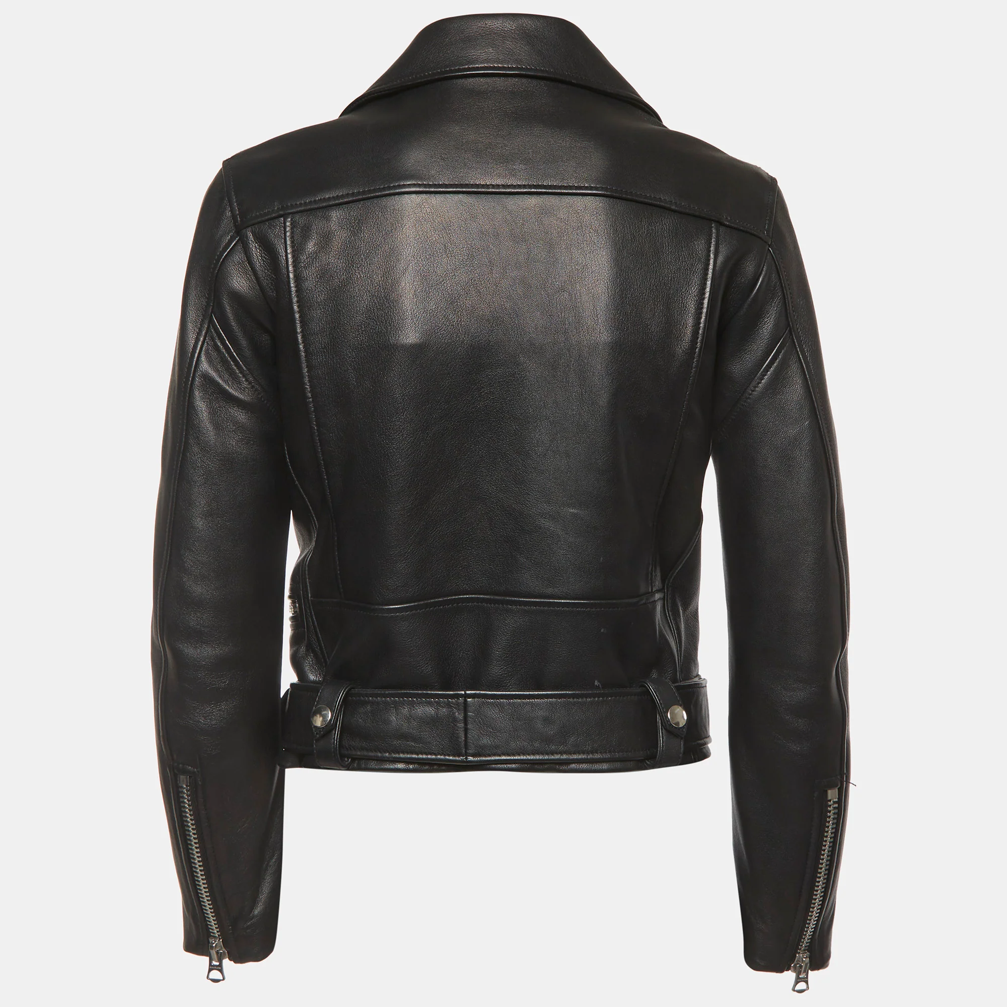 Acne Studios Black Leather Mock Biker Jacket - Image 3