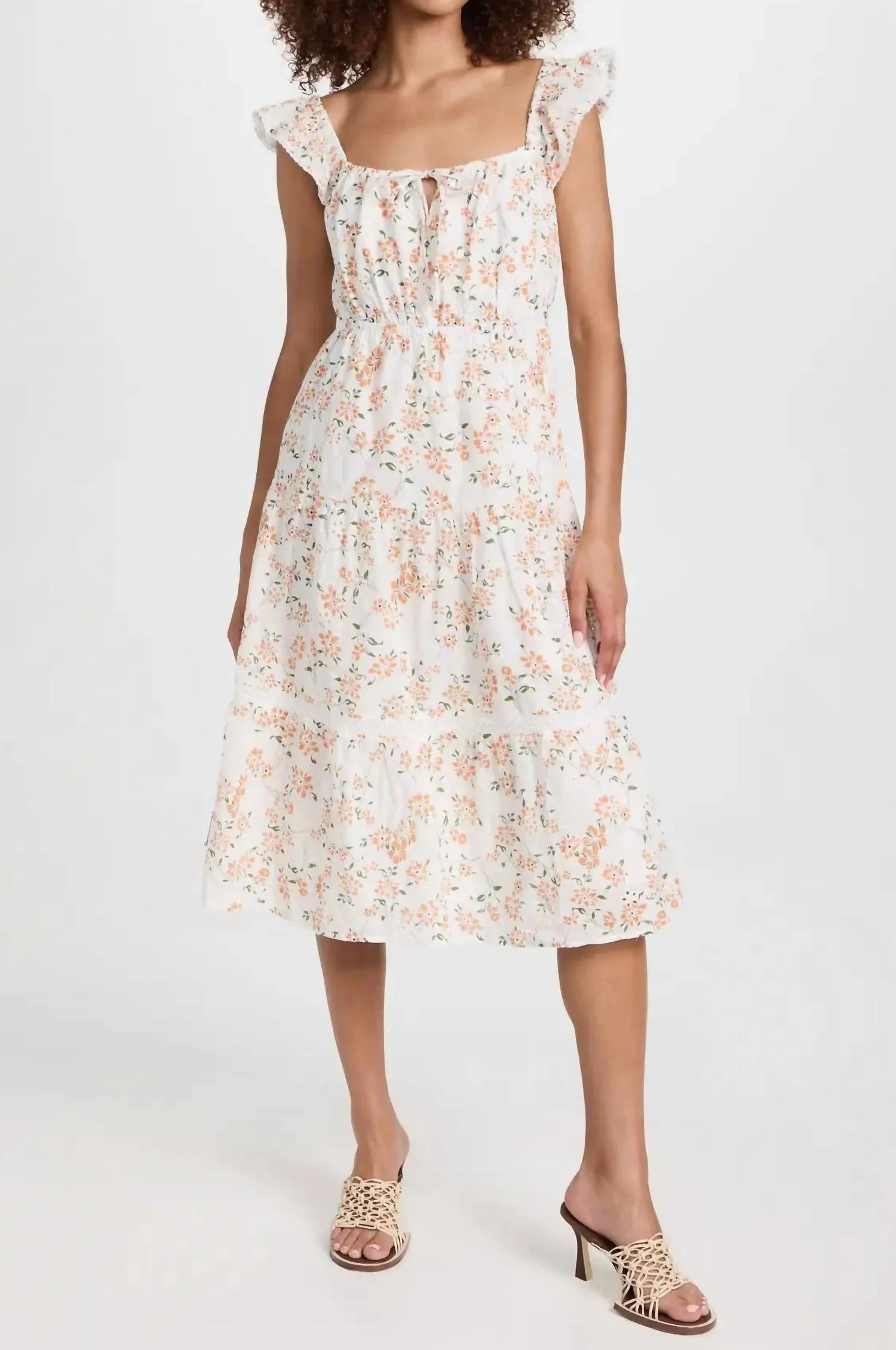 Acropolis Hills Midi Dress In Orange Floral