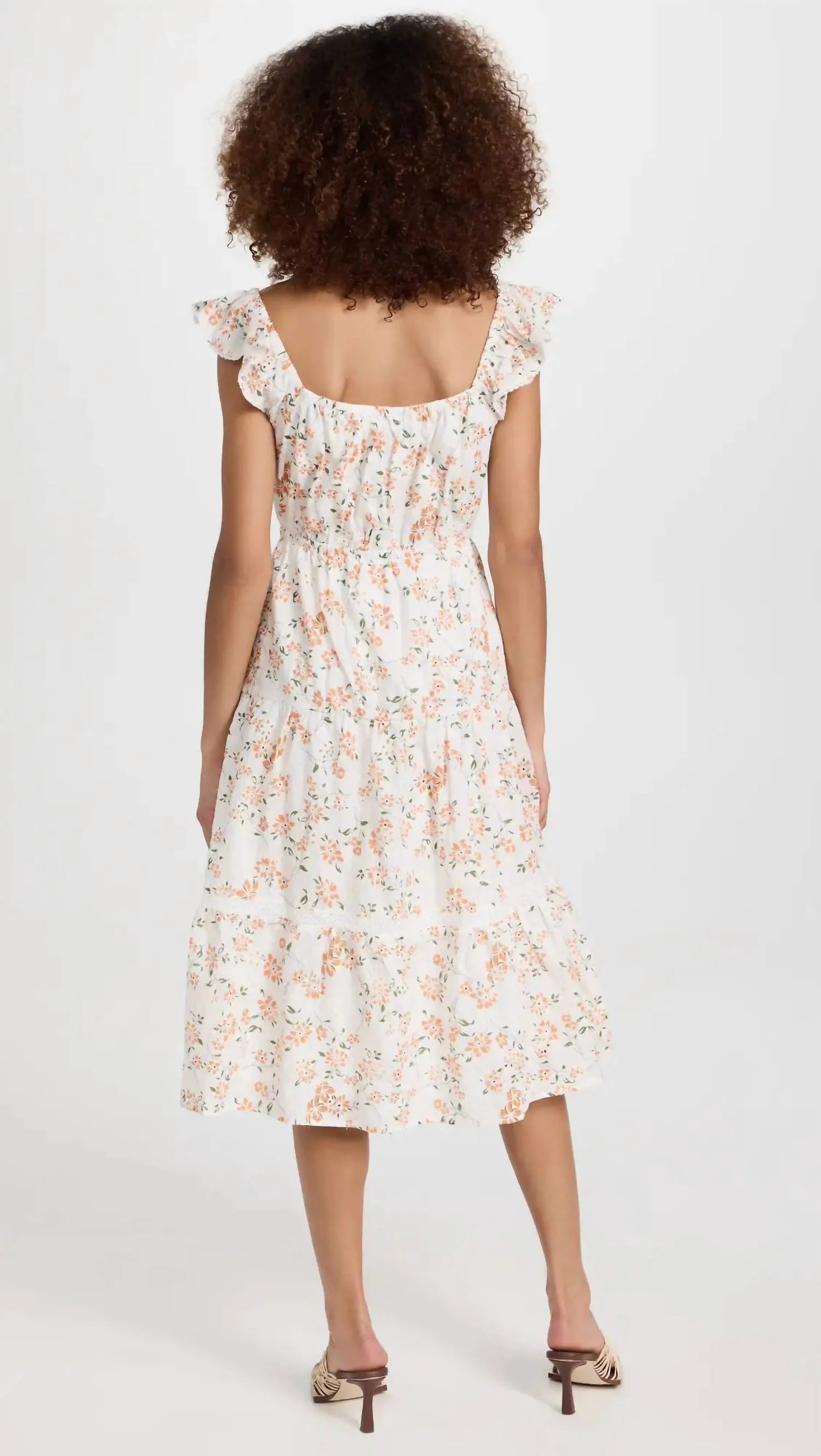Acropolis Hills Midi Dress In Orange Floral - Image 4