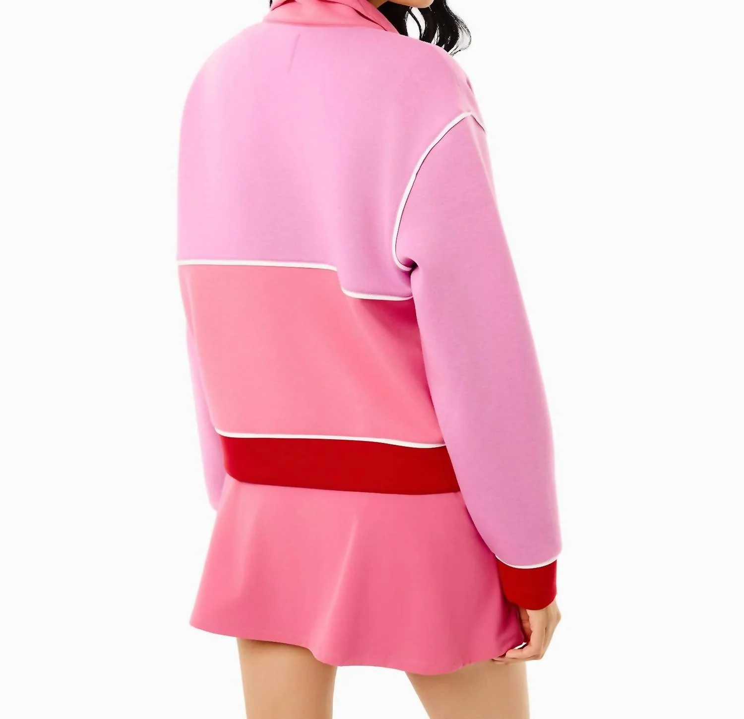 Active Pique Breakpoint Quarter Zip Sweatshirt In Orchid Rose Cherry - Image 3