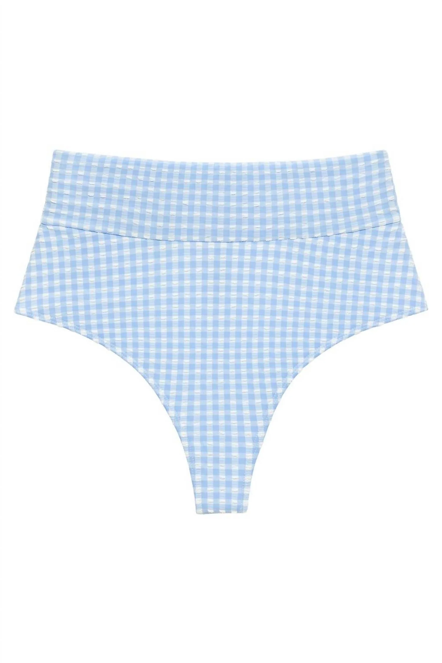Added Coverage High Rise Bikini Bottom In Peri Micro Gingham - Image 3