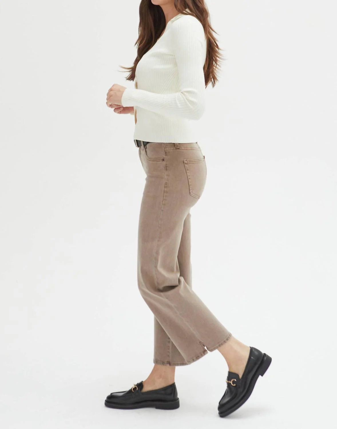 Addington Ankle Crop Denim Jeans In Brown Overdye - Image 2