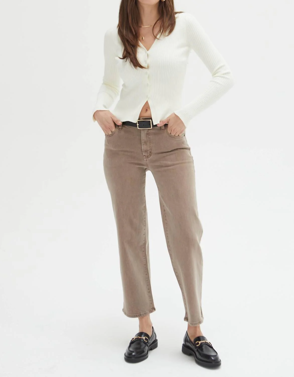 Addington Ankle Crop Denim Jeans In Brown Overdye - Image 4