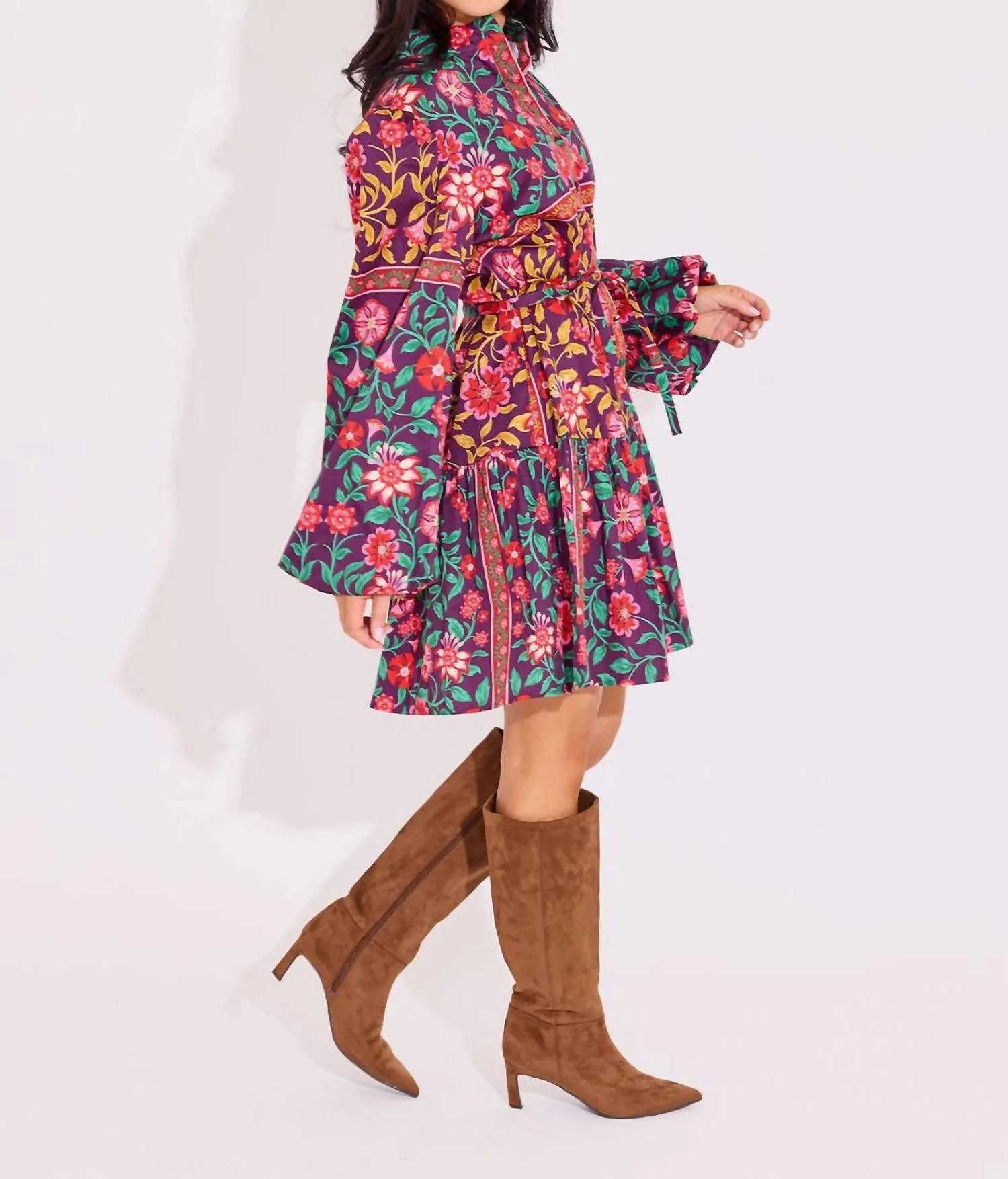 Adele Mini Dress In Medieval Floral - Image 3