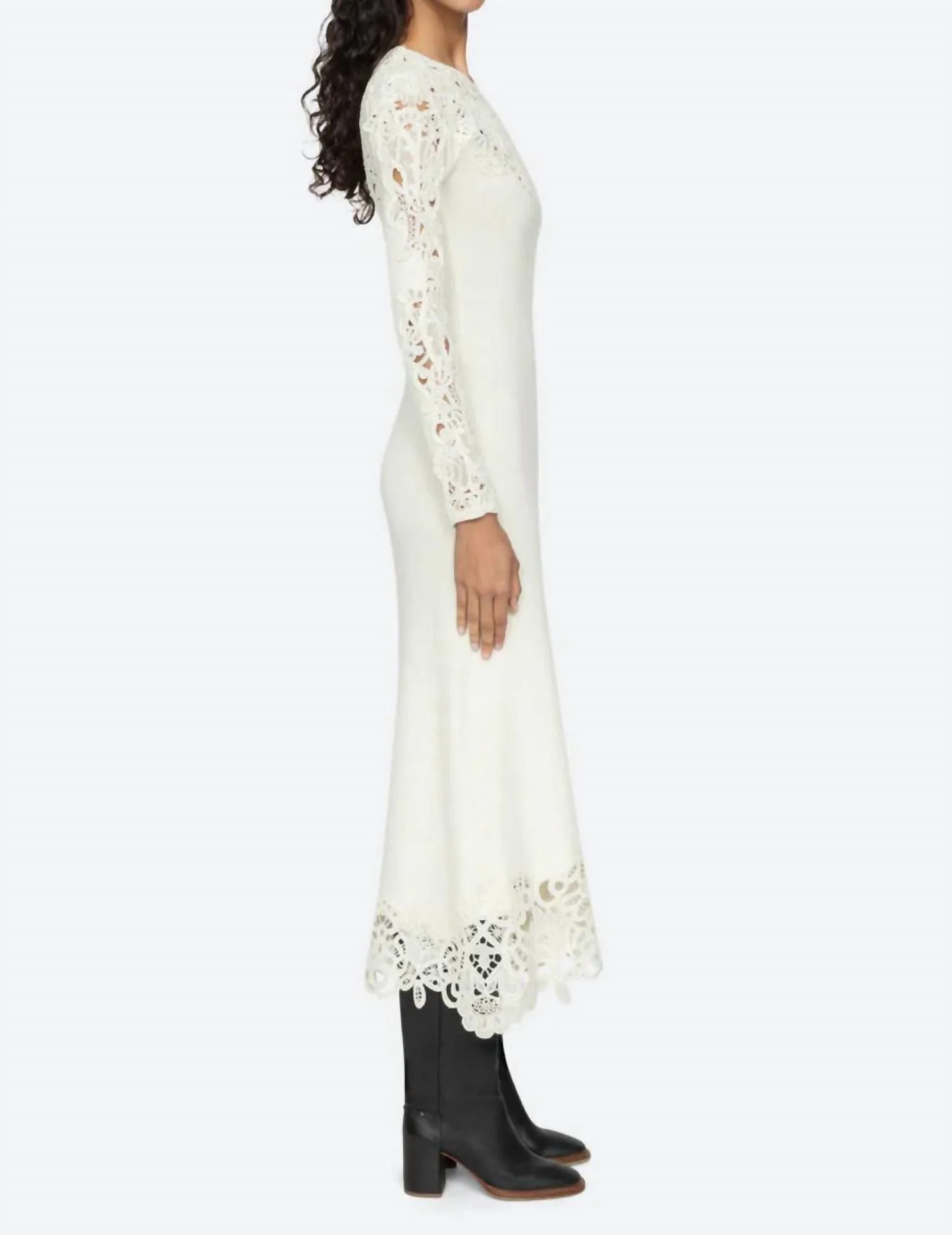 Adelina Long Sleeve Dress In Cream - Image 3
