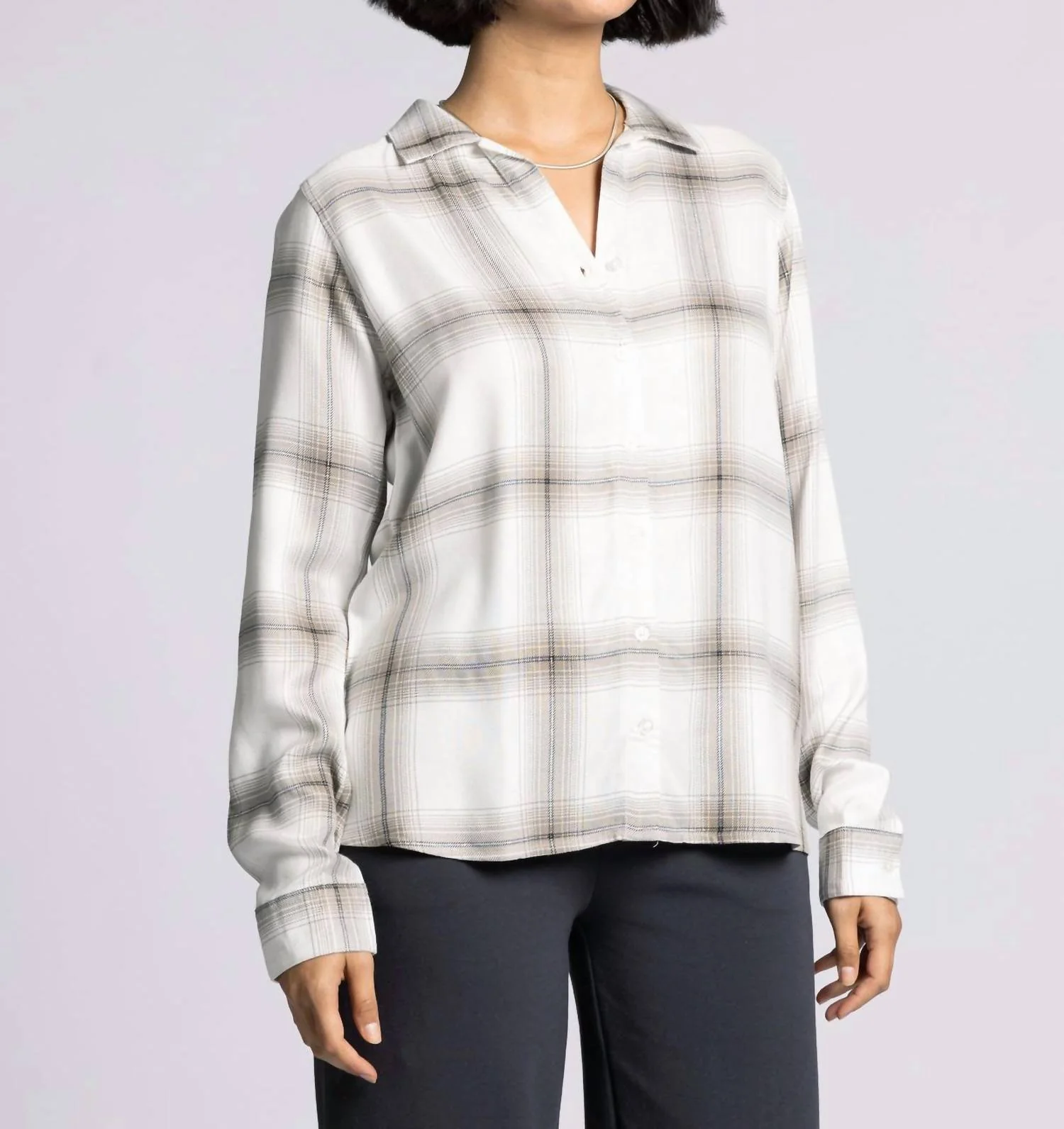Adeline Top In Ivory Silver Plaid - Image 2