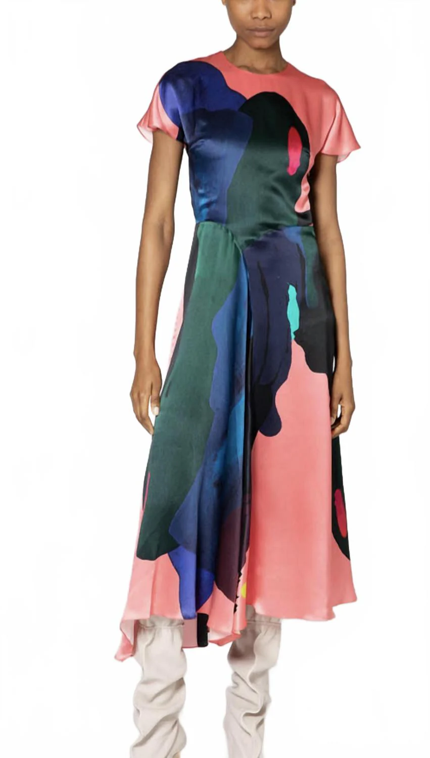 Adriana Silk Dress In Amaranth