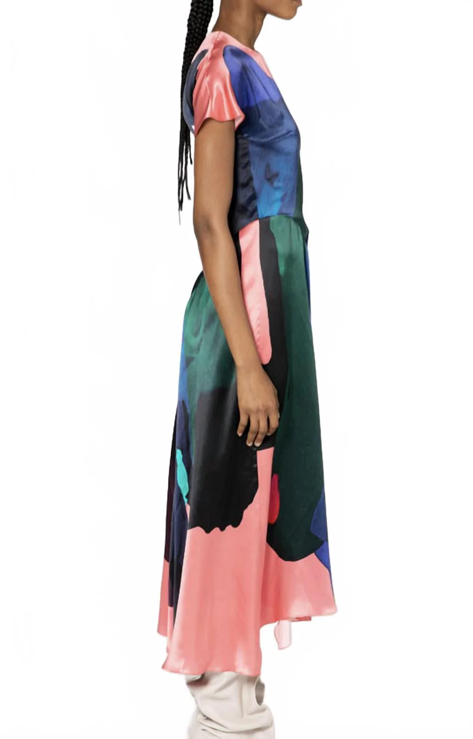 Adriana Silk Dress In Amaranth - Image 3