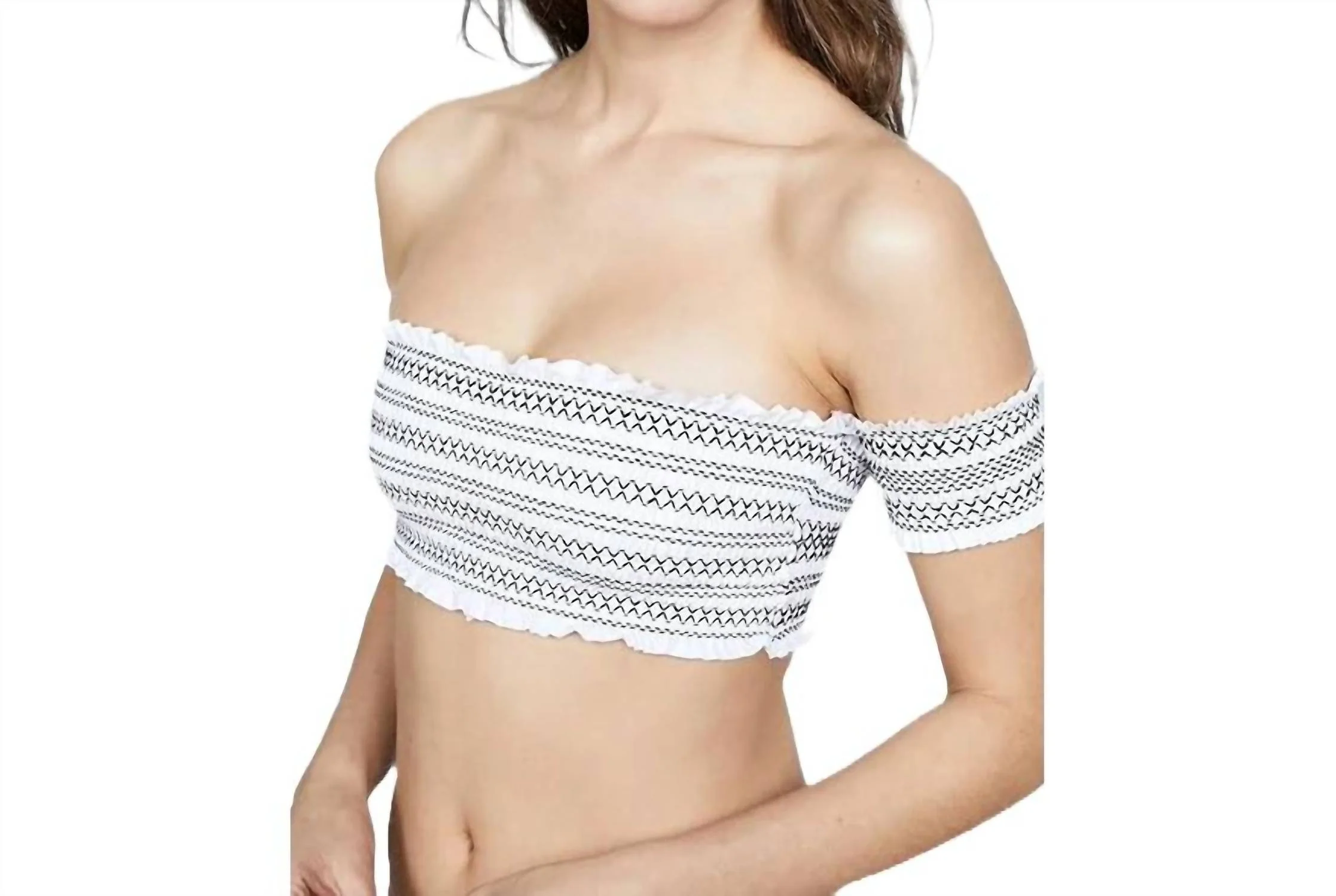 Adrianna Smocked Bikini Top In White - Image 4