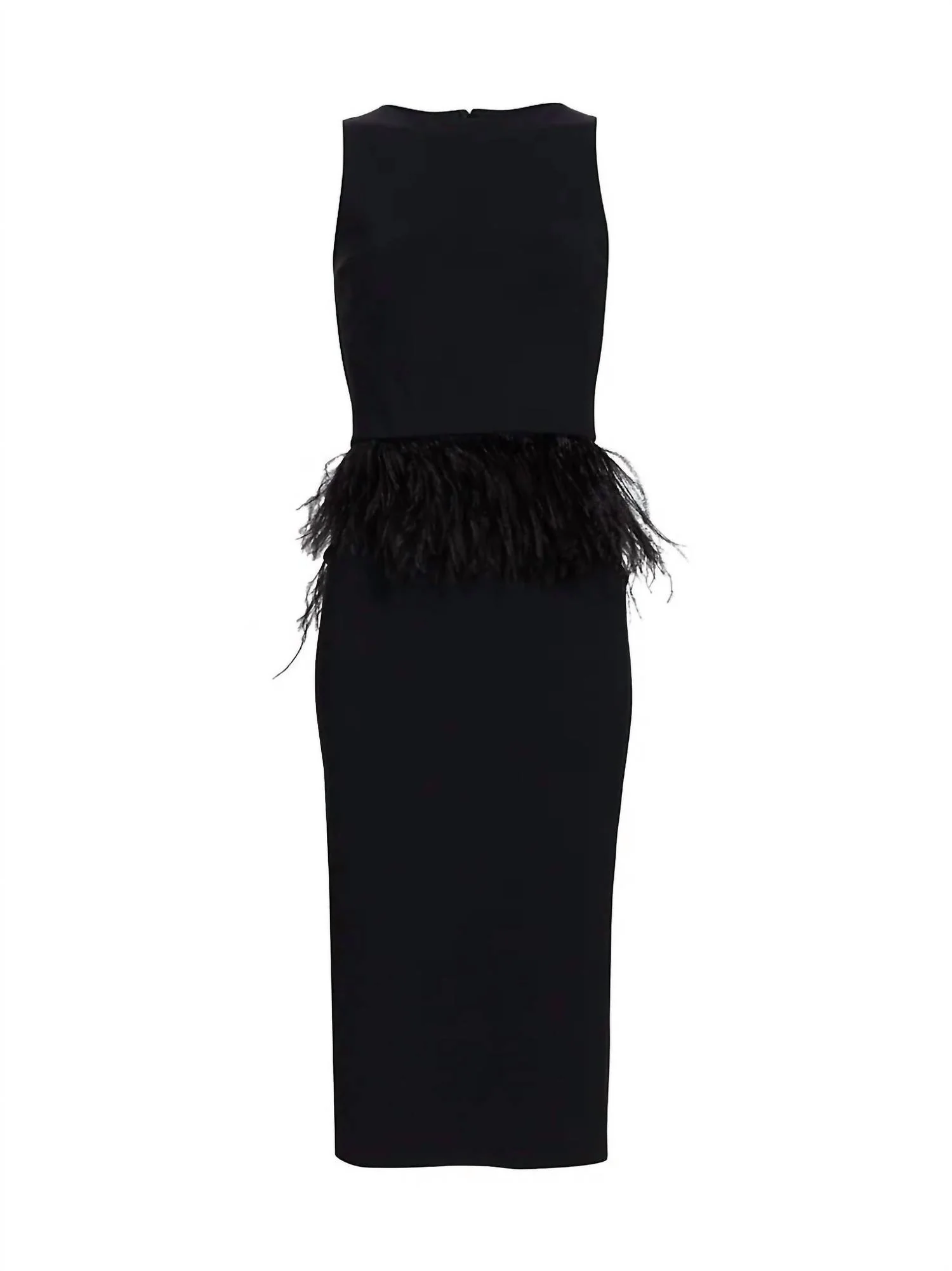 Aidos Feather Peplum Midi-Dress In Nero - Image 4