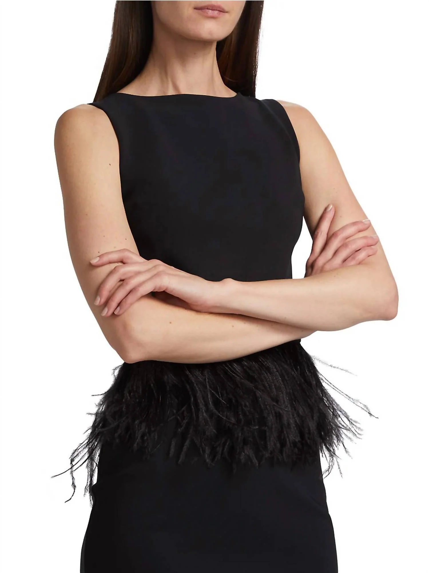 Aidos Feather Peplum Midi-Dress In Nero - Image 5