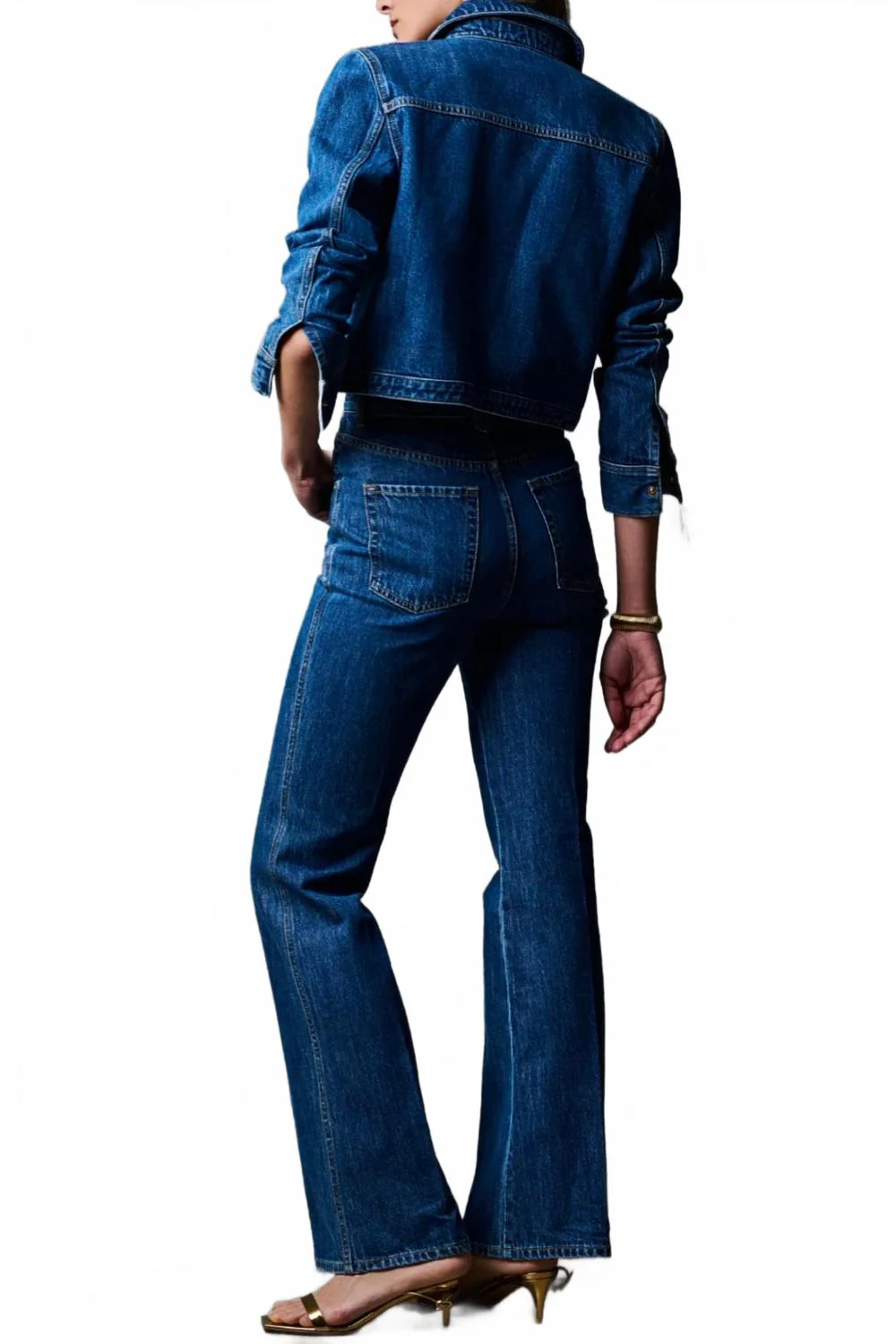 Alana High Rise Slight Flare Jeans In Dark Blue - Image 3