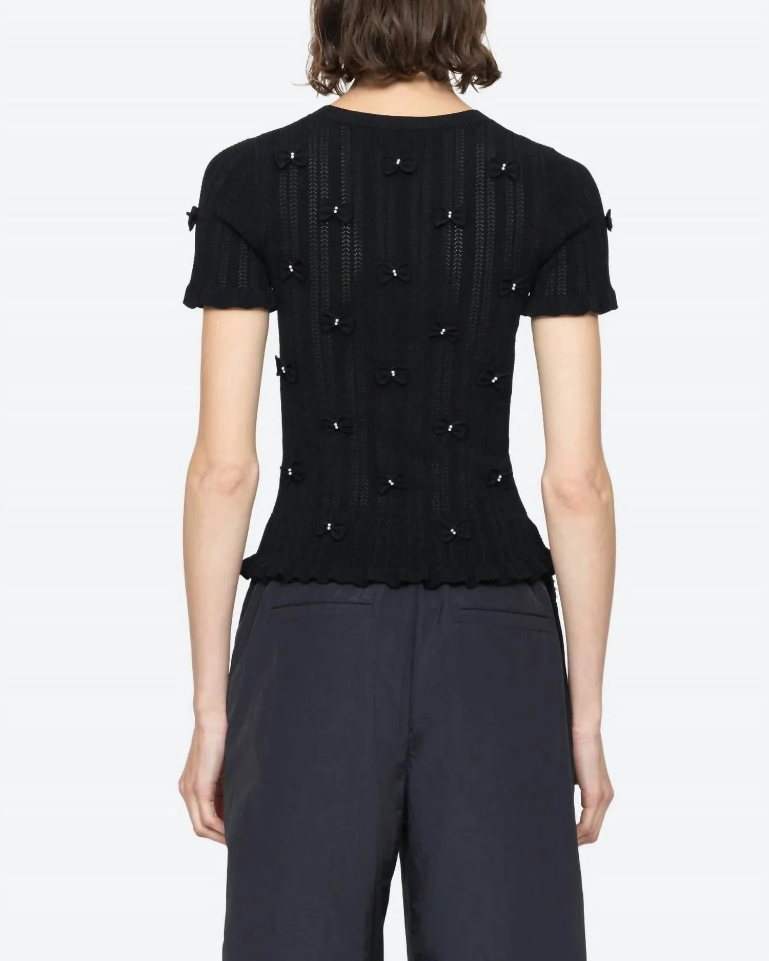 Alberta Pearl Short Sleeve Top In Black - Image 4