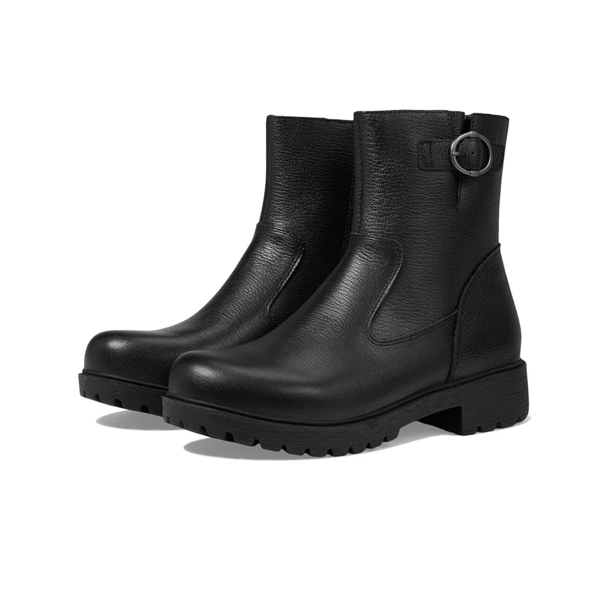 Alegria Shera Women's 5-5.5 Black Leather Side Zip Lug Sole Ankle Boots HTAT1192