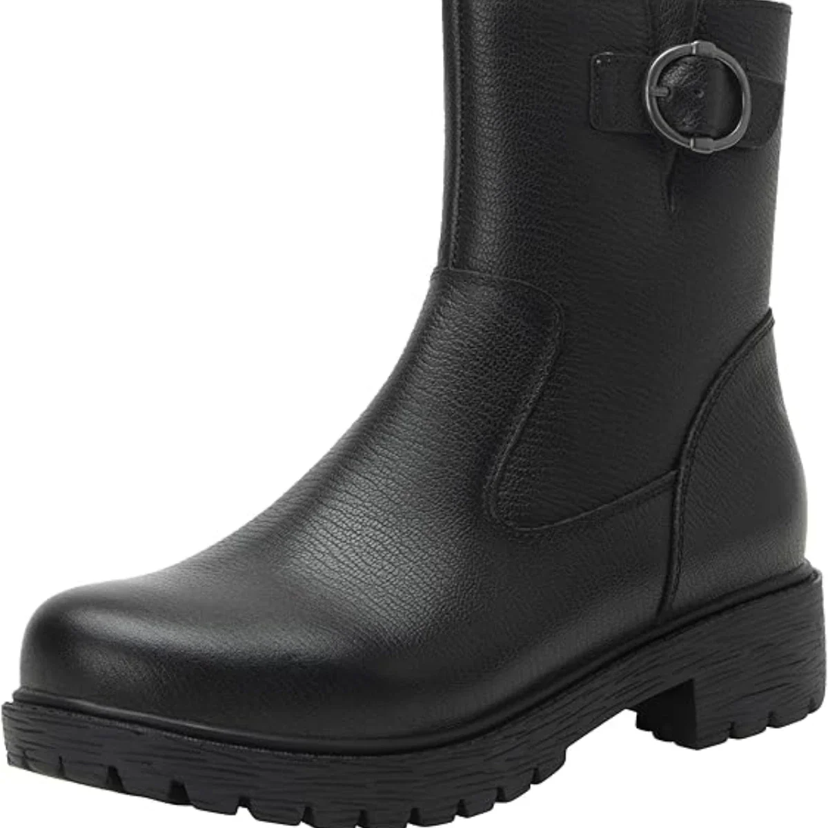 Alegria Shera Women's 5-5.5 Black Leather Side Zip Lug Sole Ankle Boots HTAT1192 - Image 2