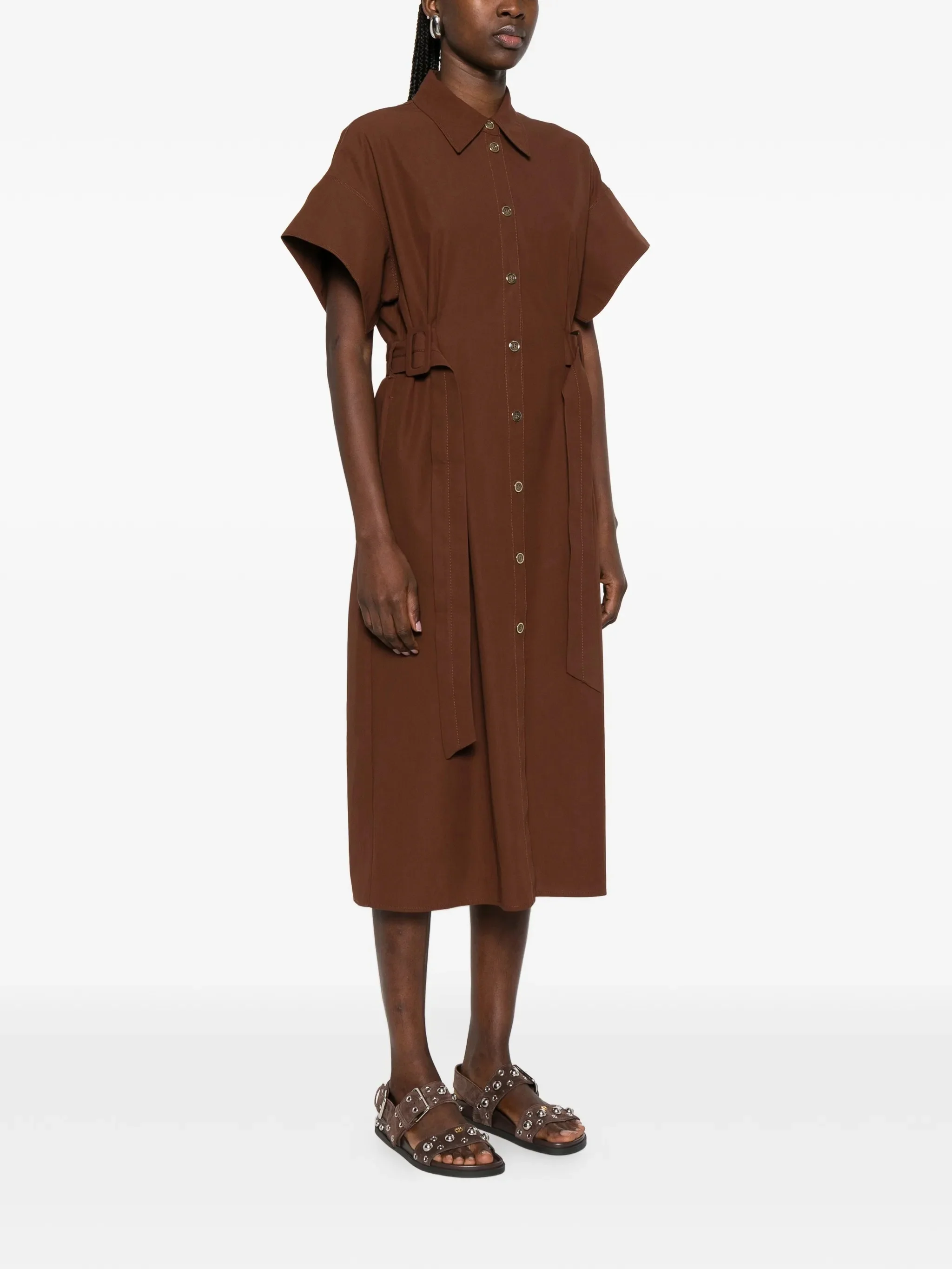 Alesha Midi Wide-Sleeve Fabric Dress - Image 3