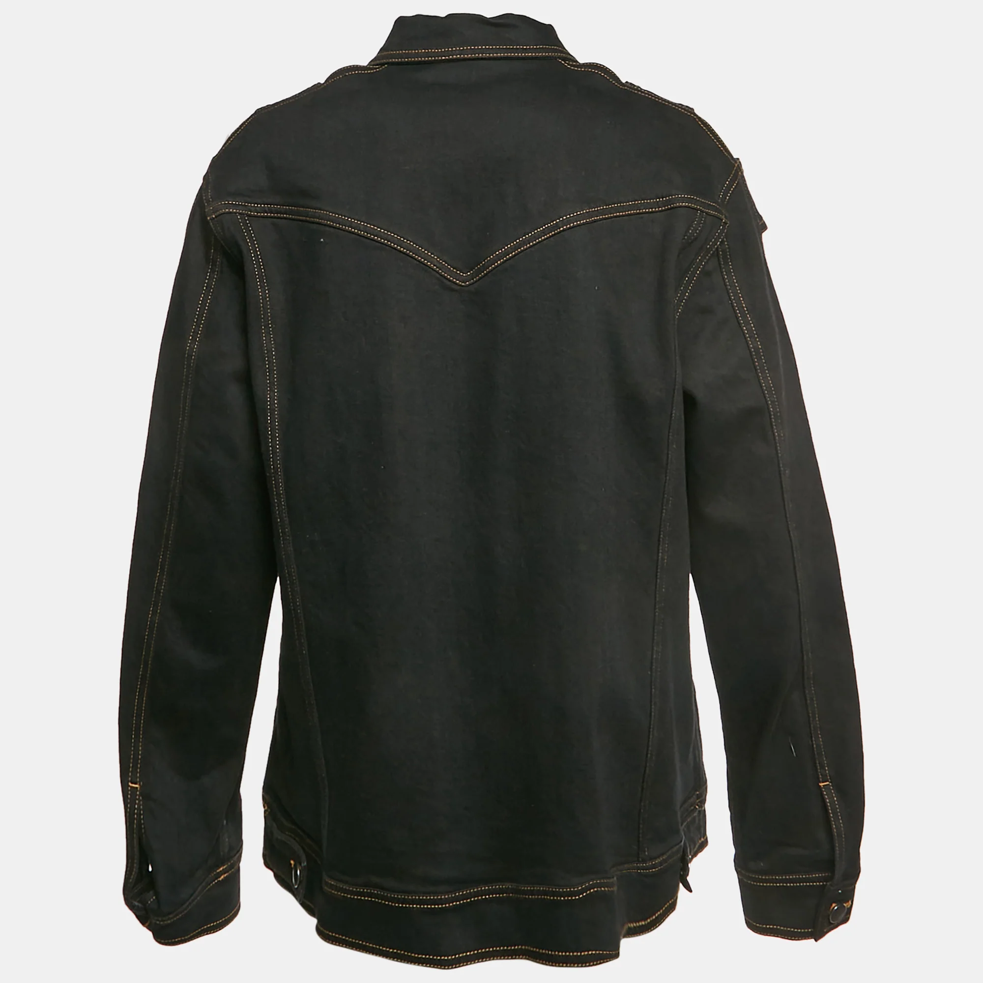 Alessandra Rich Black Denim Cutout Sleeve Jacket - Image 2