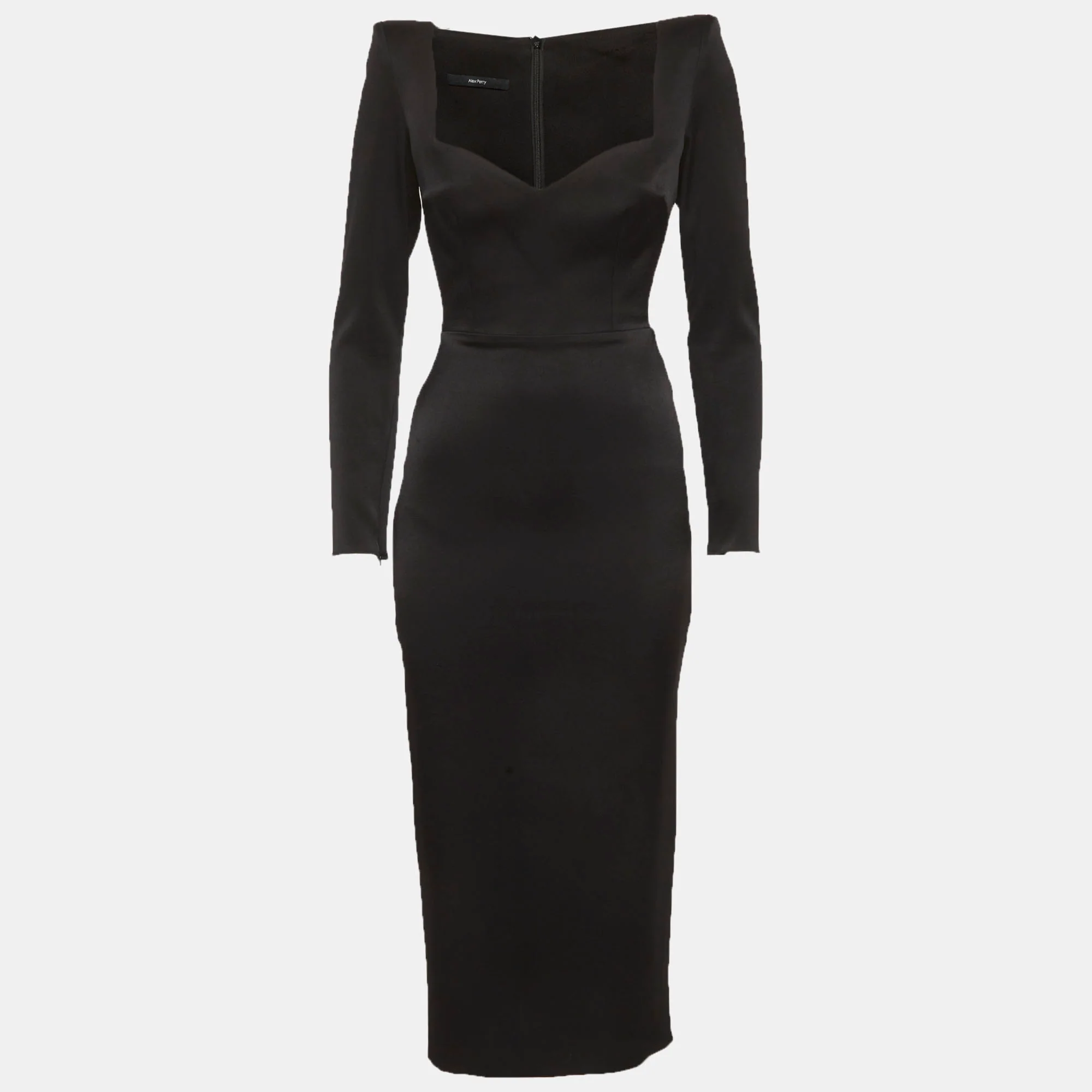 Alex Perry Black Satin Linden Midi Dress