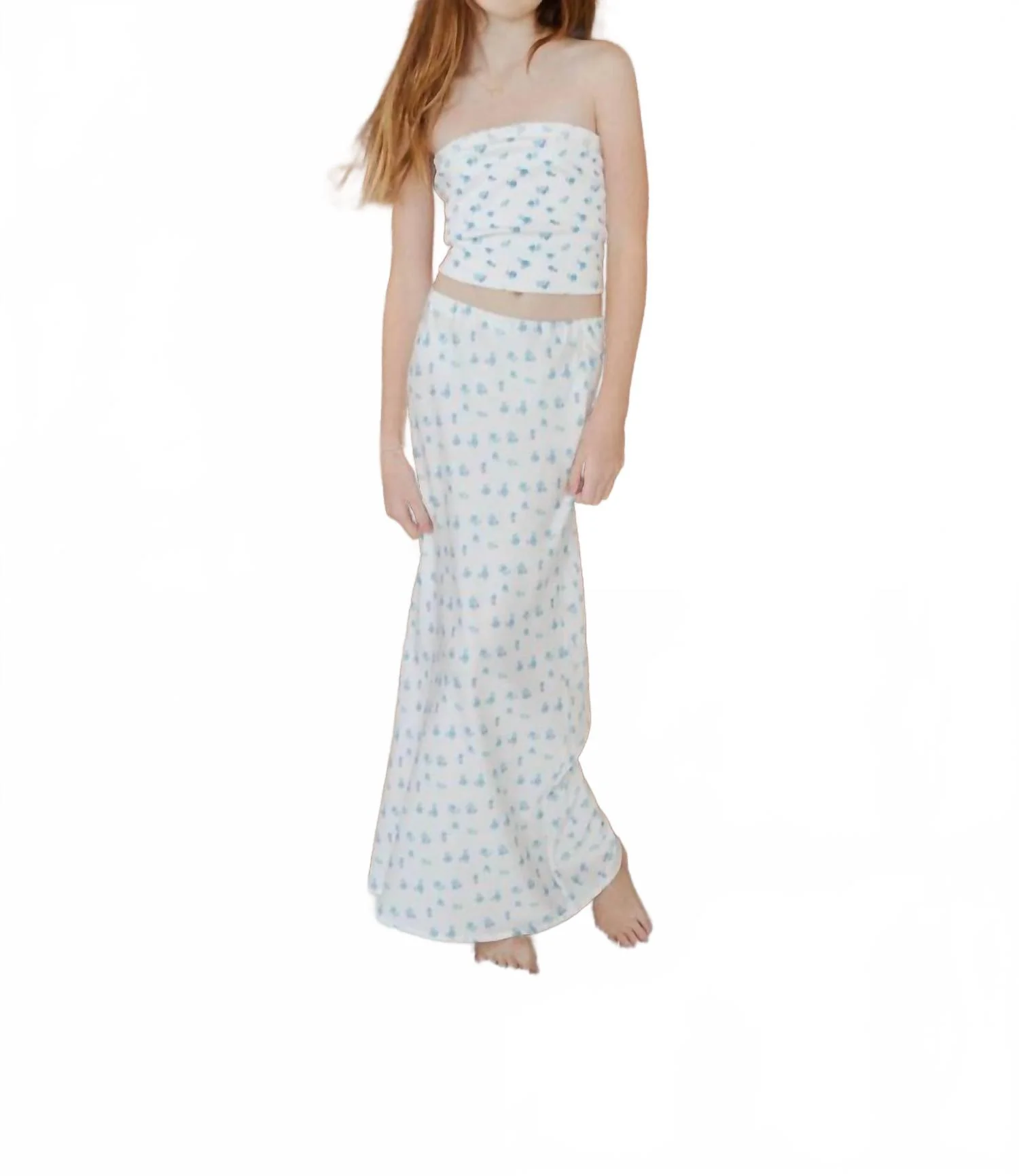 Alexa Tube Top In Blue Ditsy - Image 2