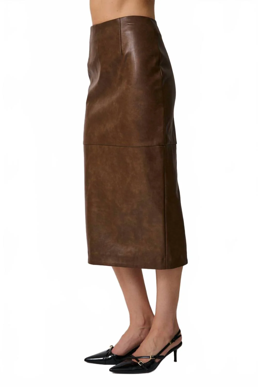 Alice Leather Skirt In Brown - Image 3