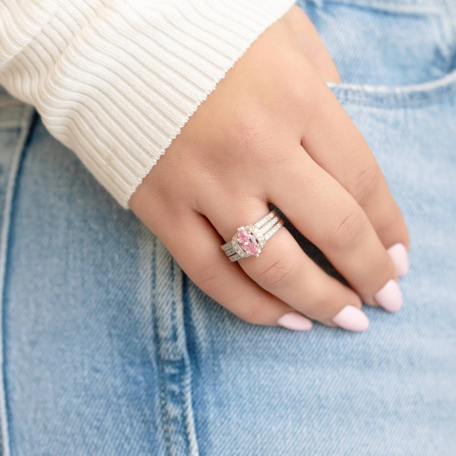 Alice Marquise Ring In Pink - Image 4