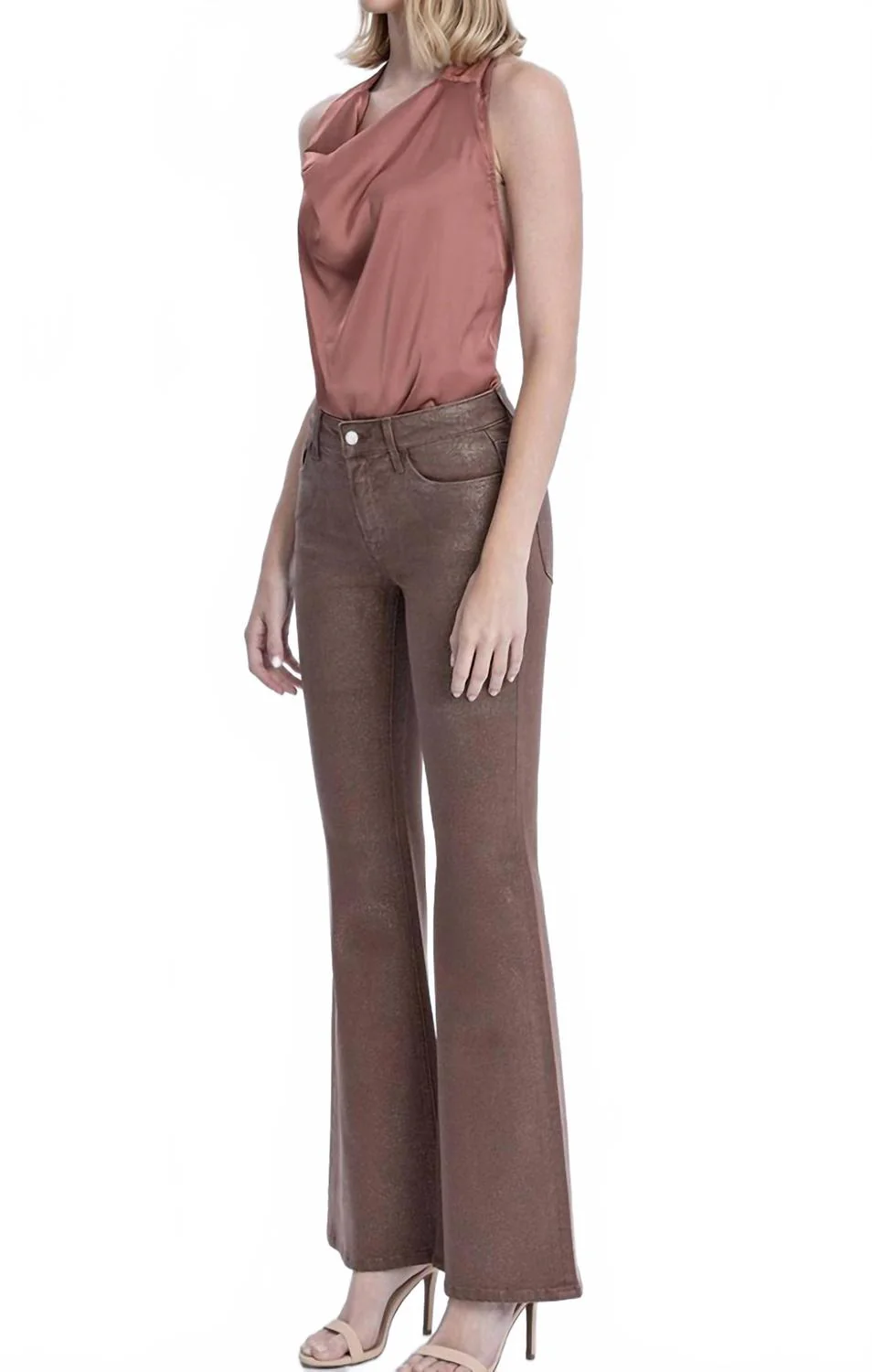 Alison Mid-Rise Glitter Jean In Coco Gold - Image 5
