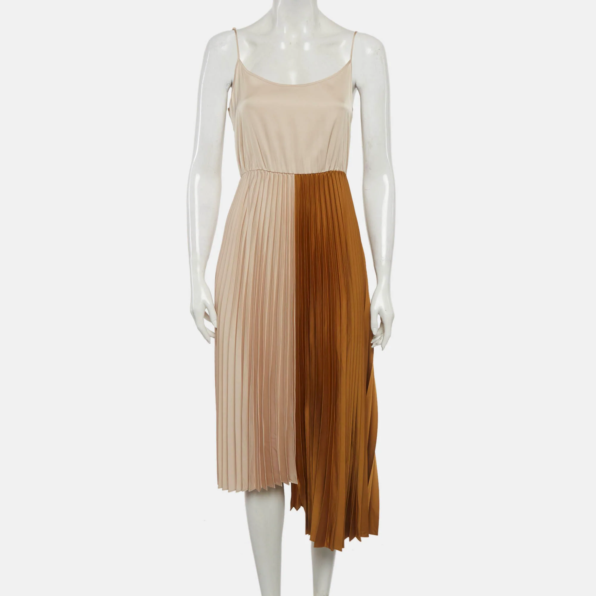 All Saints Beige/gold Satin Asymmetric Jessie 2-In-1 Dress - Image 2